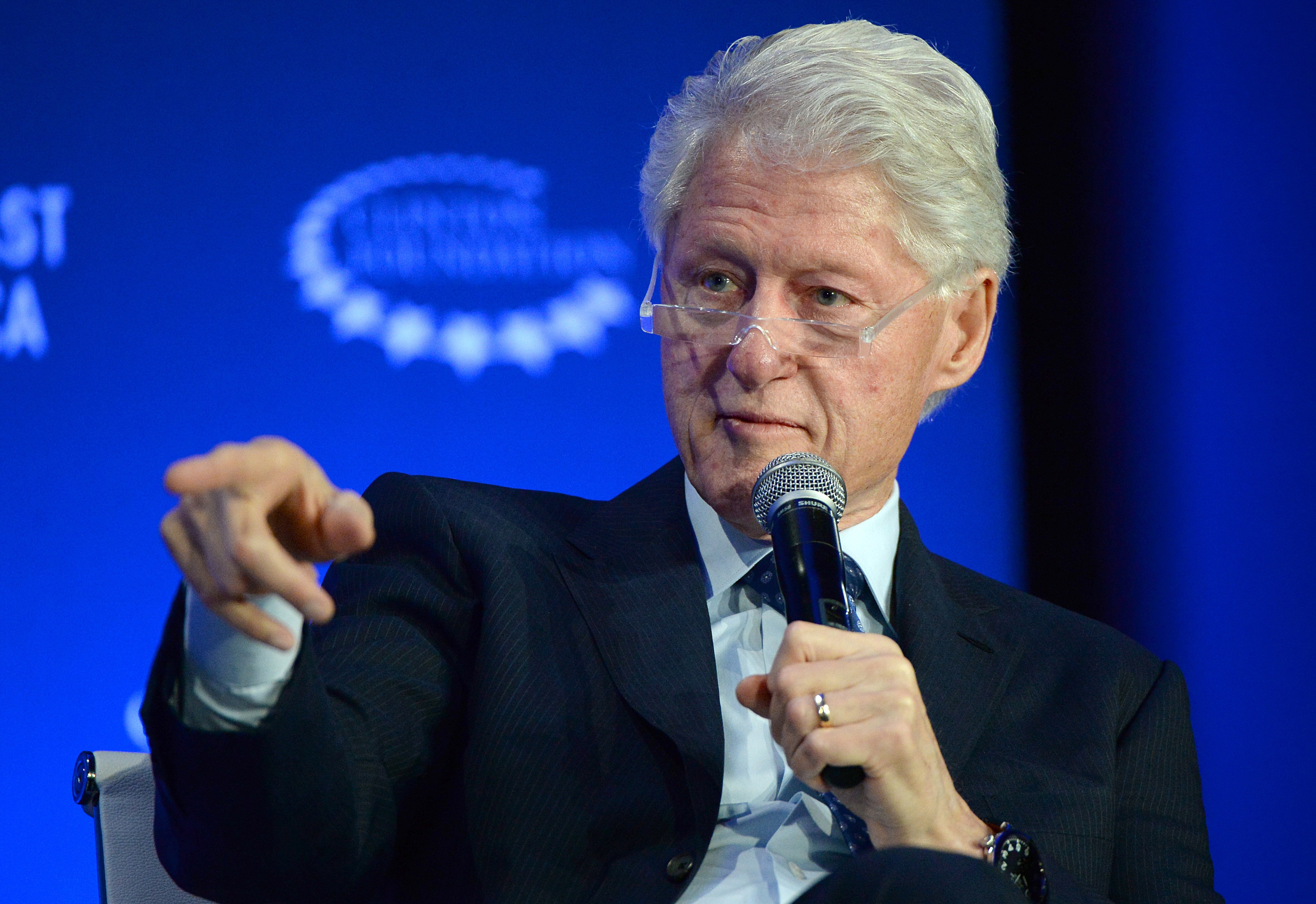 Former U.S. president and founding chairman of the Clinton Global Initiative (CGI), Bill Clinton, gestures during the opening session of the CGI Middle East and Africa in Marrakesh, Morocco on May 6, 2015 (Fadel Senna—/Getty Images)