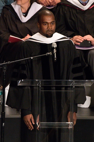 Kanye West receives an honorary doctorate at School Of Art Institute Of Chicago in Chicago on May 11, 2015.