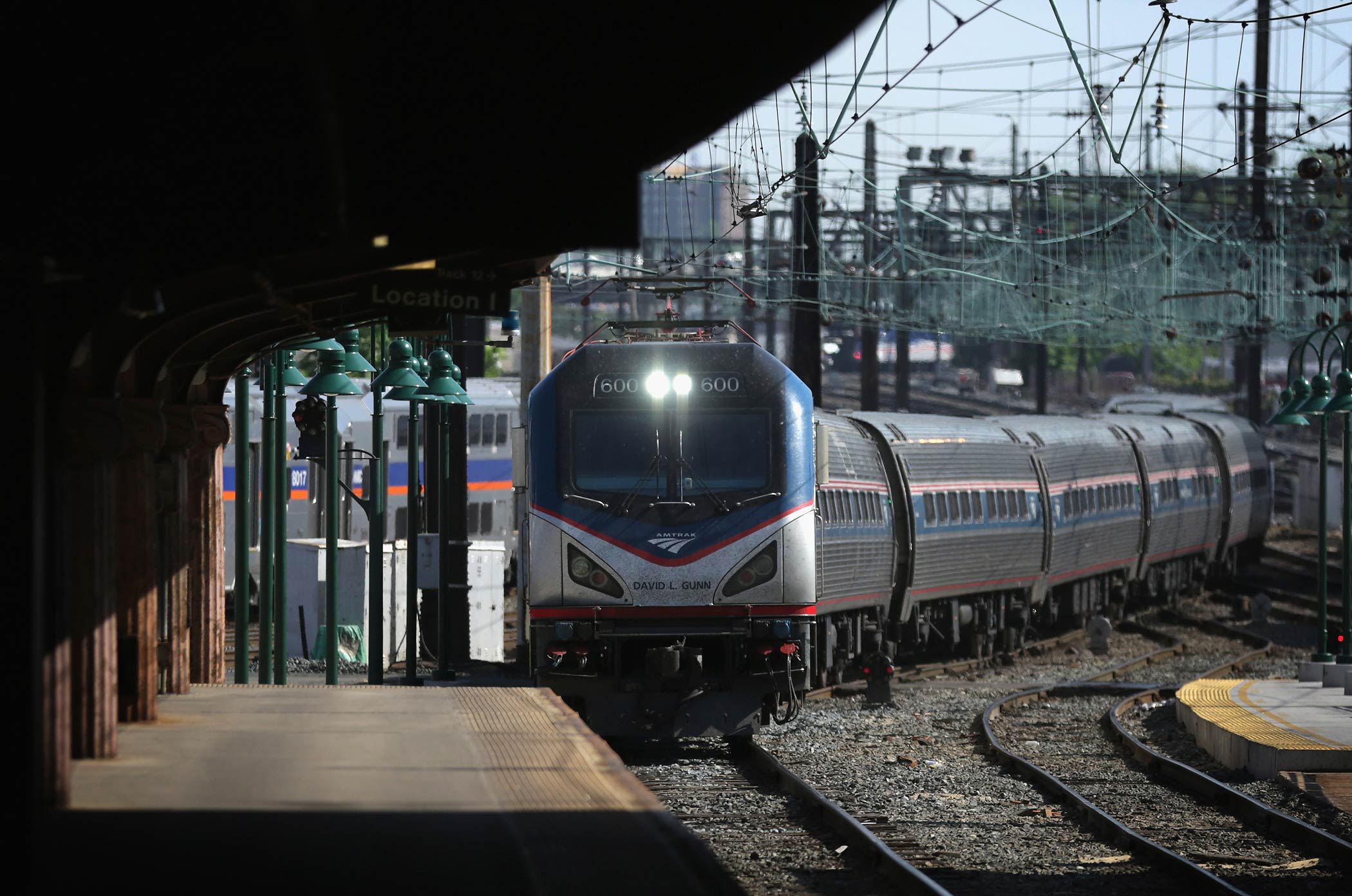 An Amtrak train arrives at Union Station on May 18, 2015 in Washington. (Alex Wong—Getty Images)