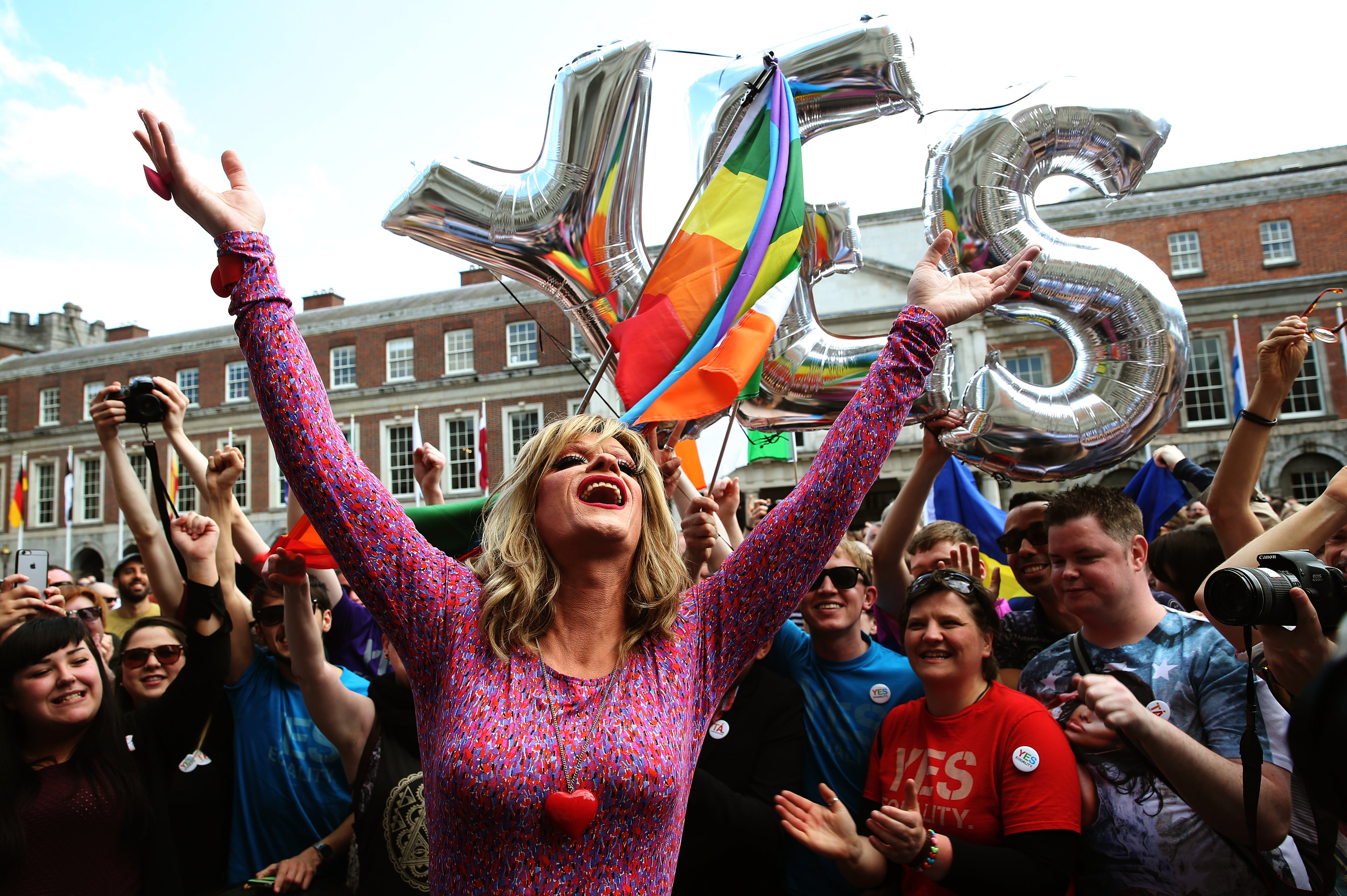 Drag queen and gay rights activist Rory O'Neill, known by his stage name as Panti Bliss arrives at the Central Count Centre in Dublin Castle, Dublin on May 23, 2015