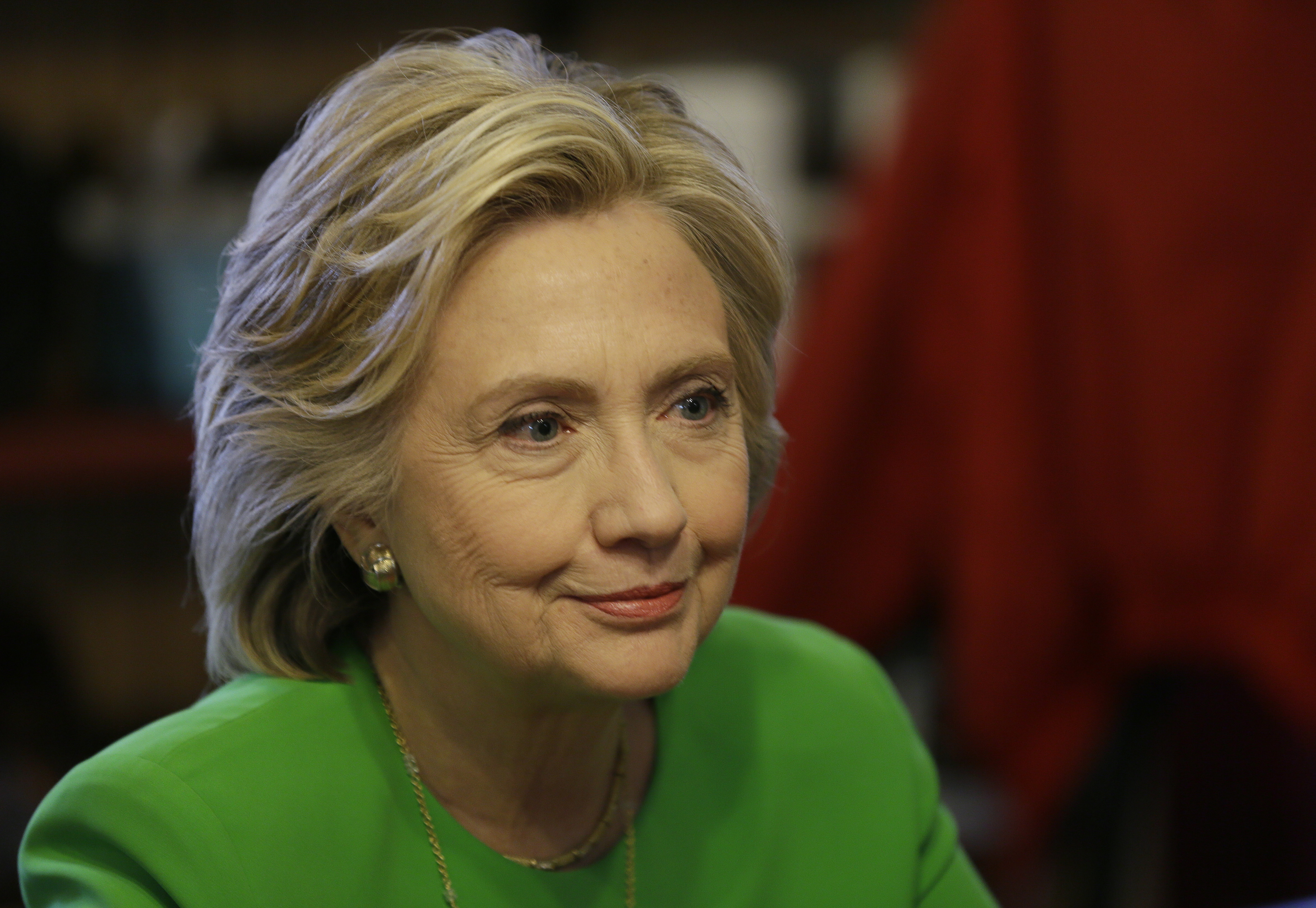 Hillary Rodham Clinton at a meeting in LeClaire, Iowa on April 14, 2015. (Charlie Neibergall—AP)
