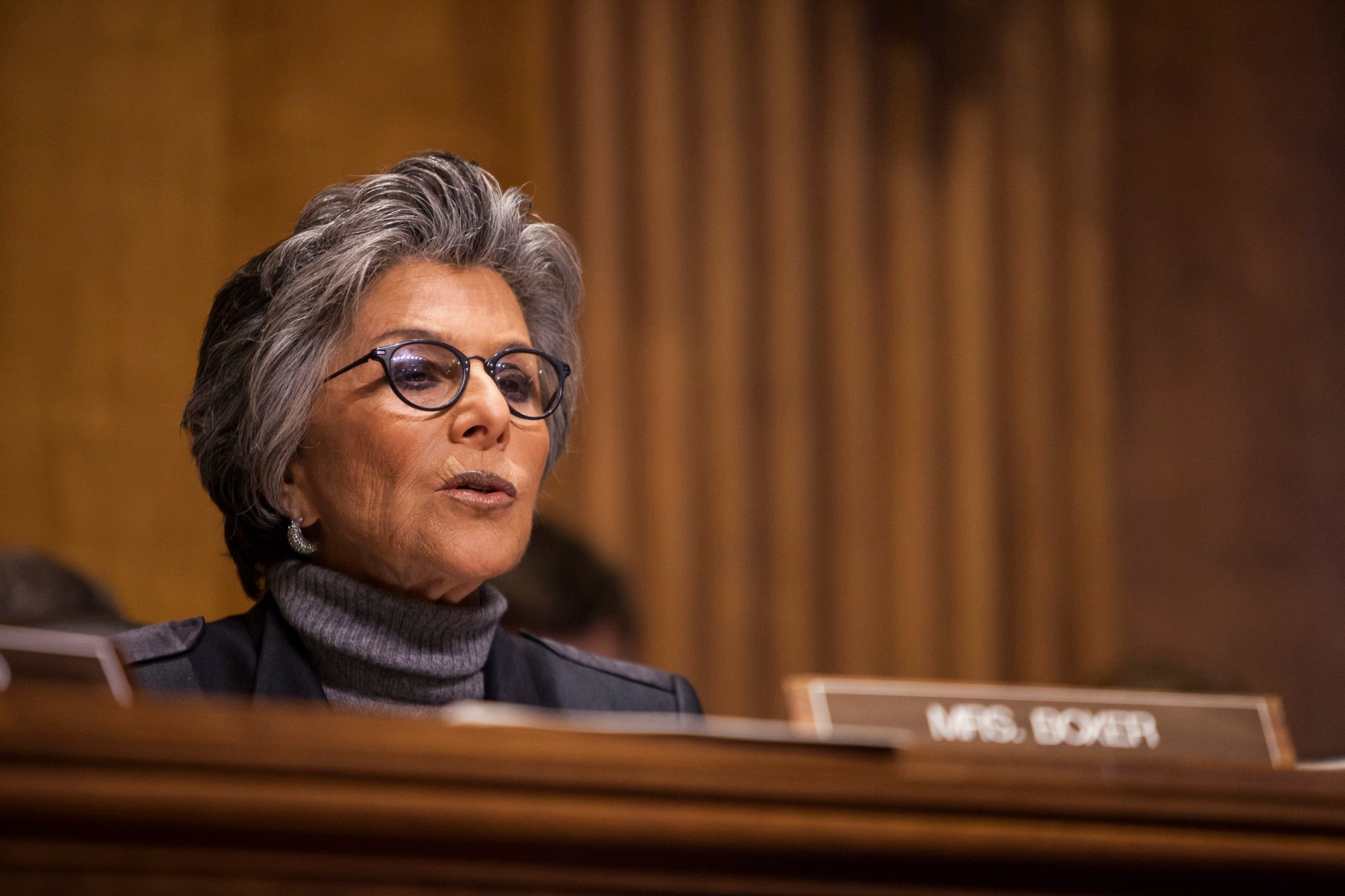 Senator Barbara Boxer speaks during a Senate Foreign Relations committee hearing on U.S. and Cuban relations in Washington on Feb\.3, 2015.