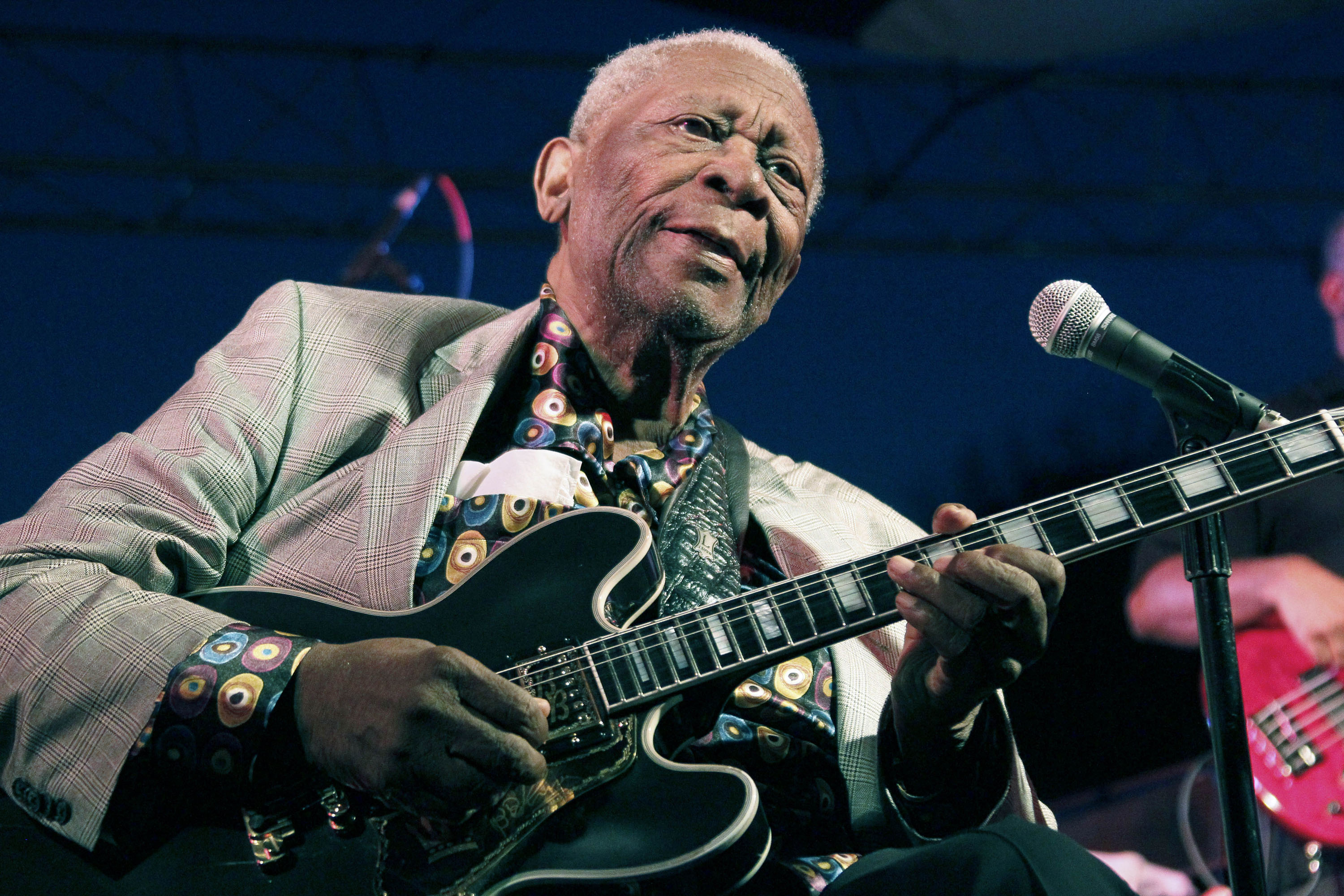 In this photo taken Aug. 22, 2012, B.B. King performs in Indianola, Miss.