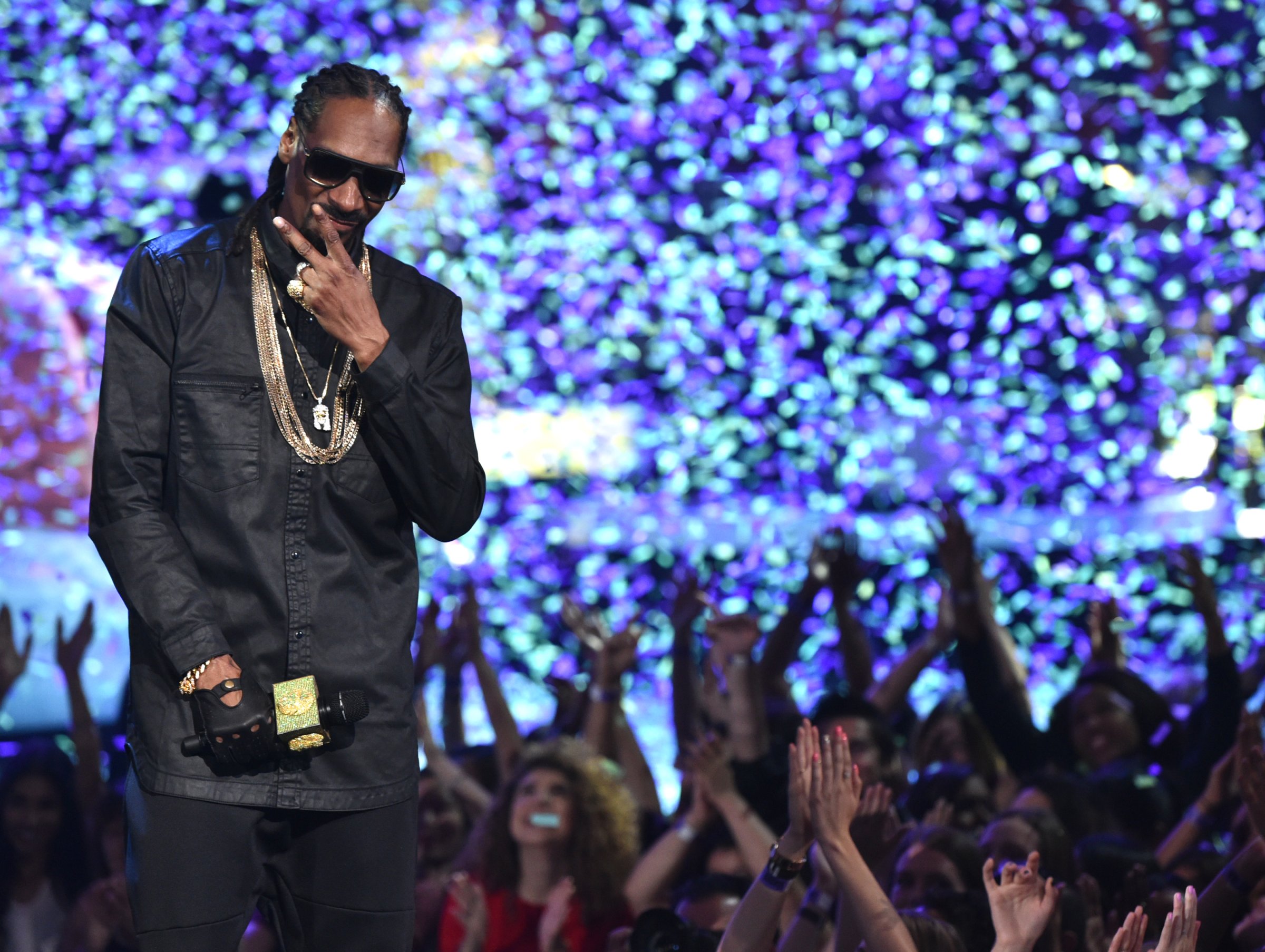 Snoop Dogg performs on stage at the iHeartRadio Music Awards at The Shrine Auditorium on Sunday, March 29, 2015, in Los Angeles.