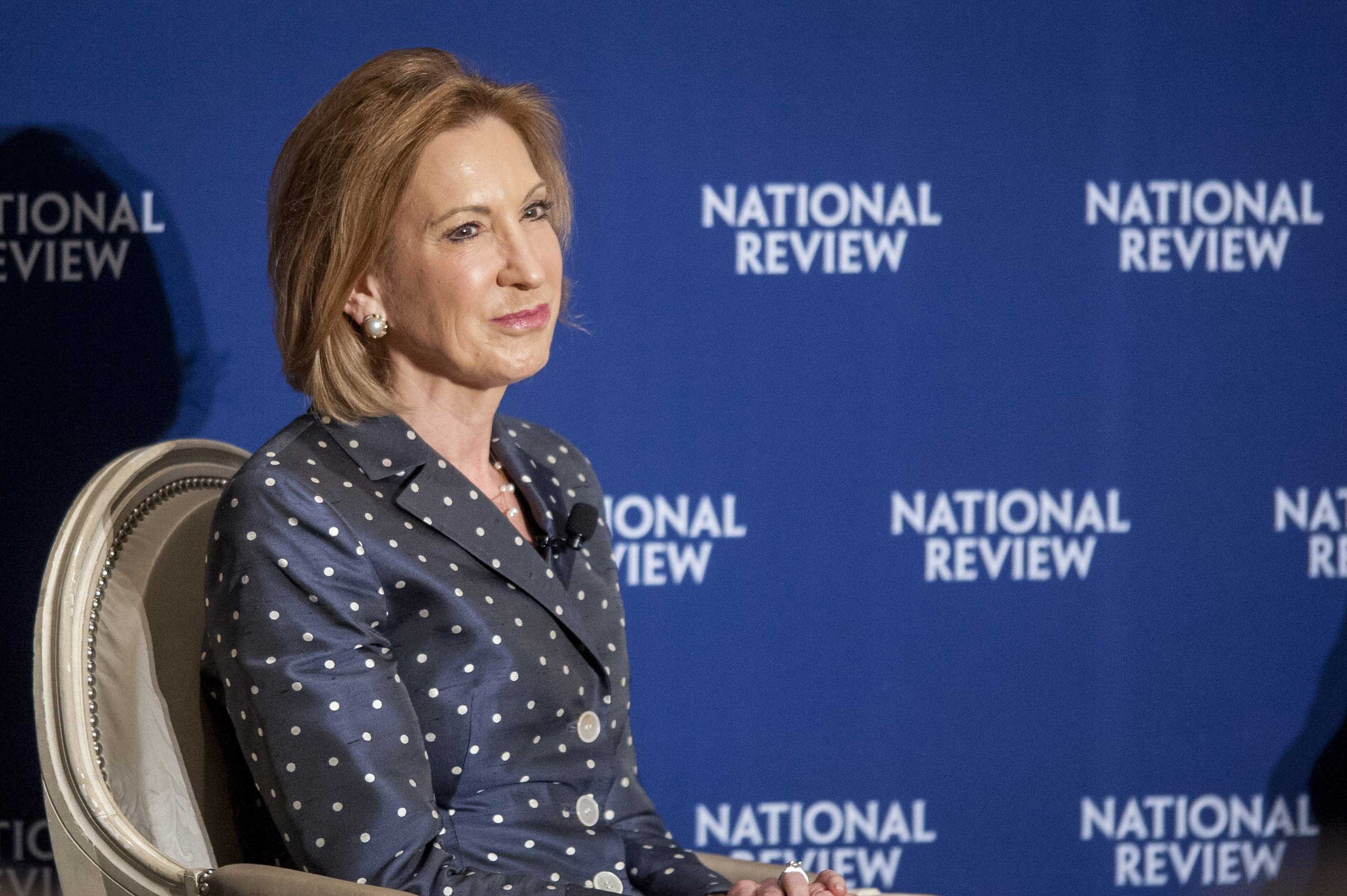 Carly Fiorina participates in a discussion during the 2015 National Review Ideas Summit held at the Willard InterContinental Hotel in Washington on May 2, 2015. (Pete Marovich—Corbis)