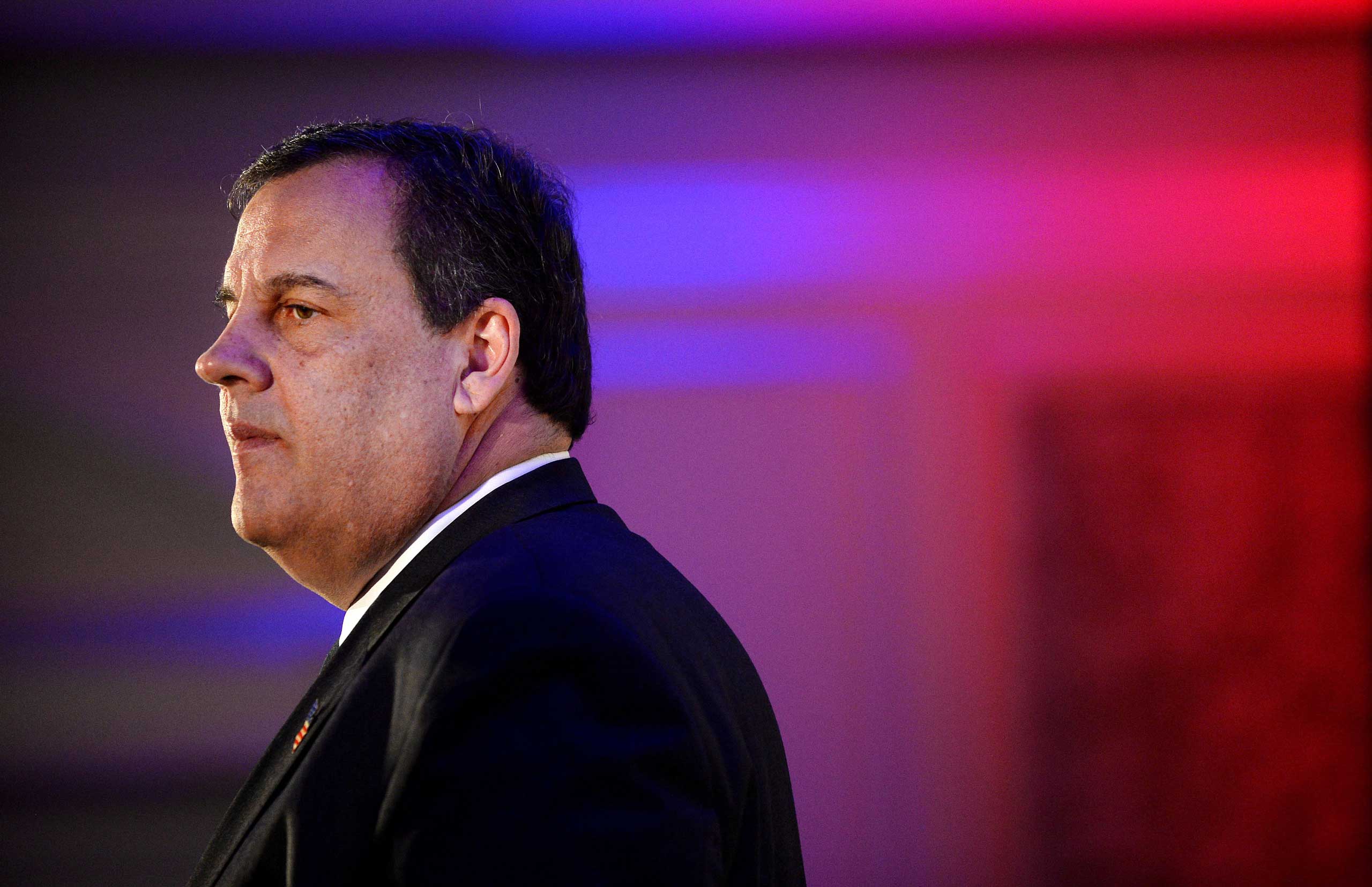 New Jersey Governor Chris Christie addresses VA Consumer Electronics Association during a Leadership Series discussion at the Ritz-Carlton  in McLean, Va, on May 1, 2015. (Olivier Douliery—Getty Images)