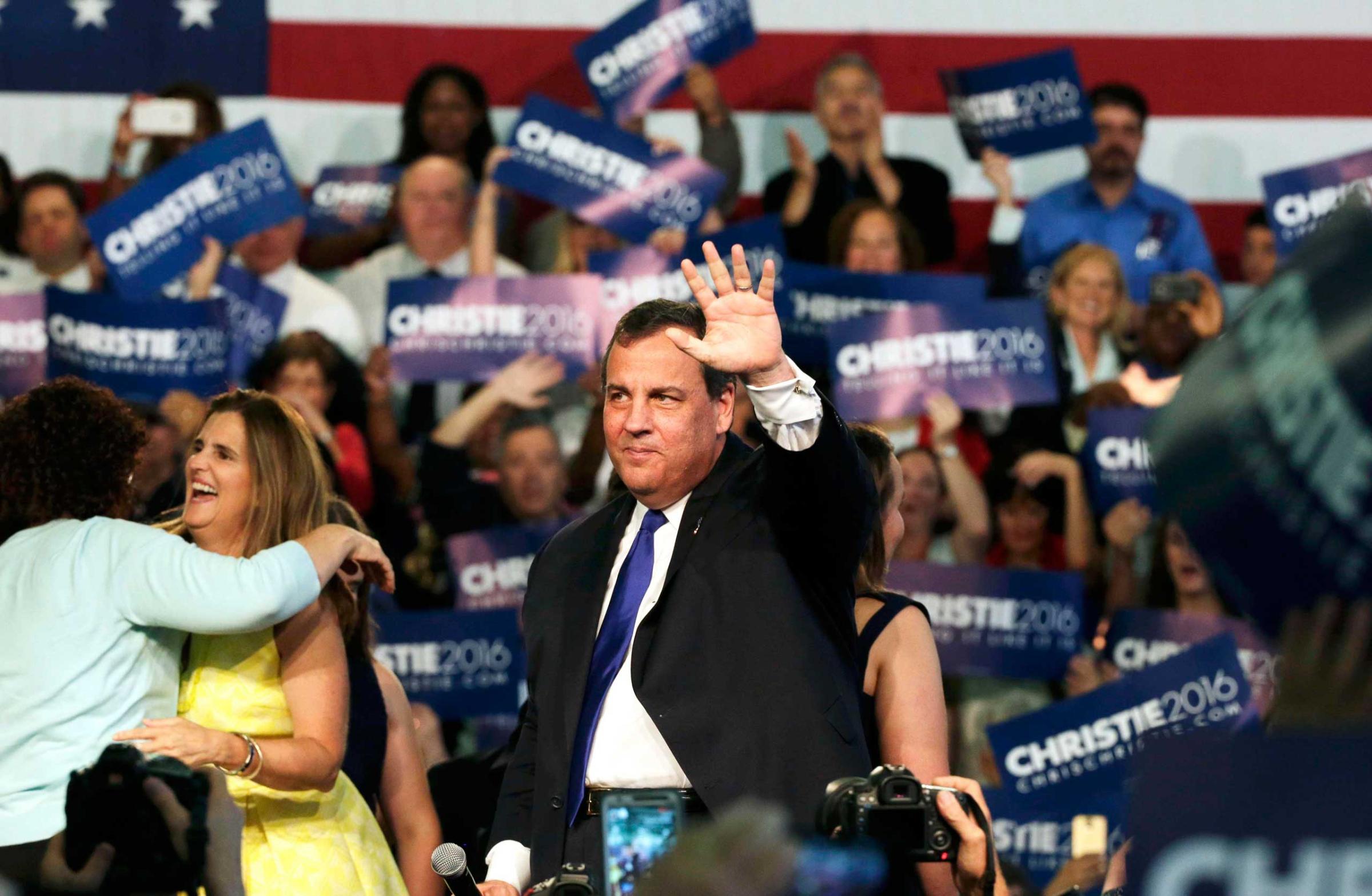 Republican U.S. presidential candidate and New Jersey Governor Chris Christie formally announces his campaign for the 2016 Republican presidential nomination in New Jersey