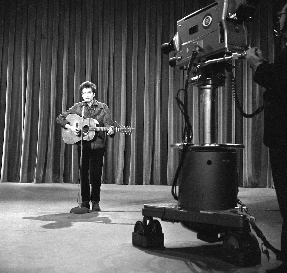 Bob Dylan during rehearsals for the Ed Sullivan Show on May 12, 1963 (CBS Photo Archive / Getty Images)