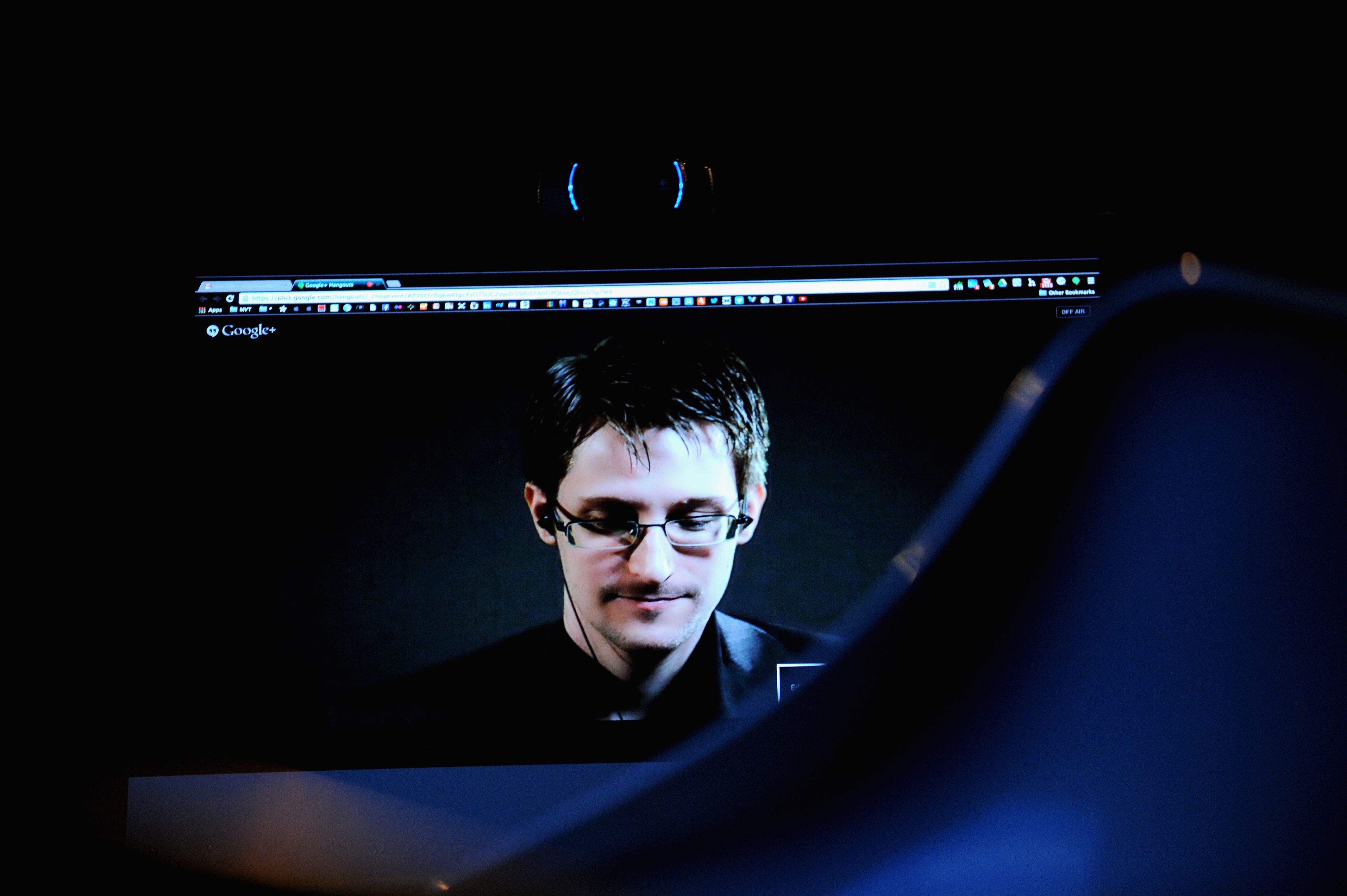 General view of atmosphre at Edward Snowden Interviewed by Jane Mayer at the MasterCard stage at SVA Theatre during The New Yorker Festival 2014 on October 11, 2014 in New York City. (Bryan Bedder—Getty Images for The New Yorker)