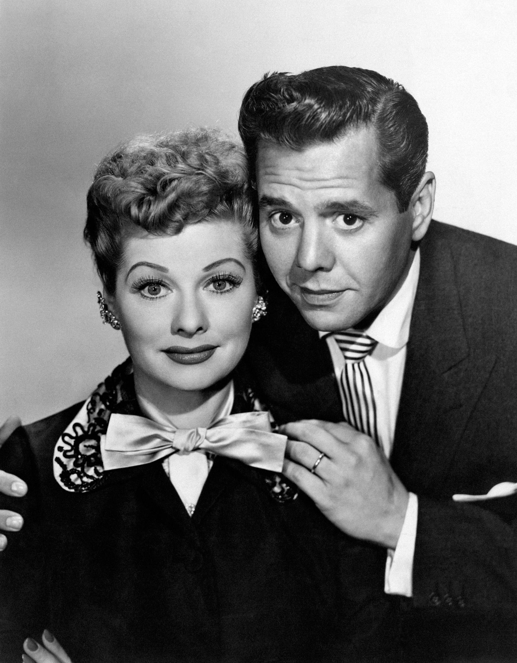 Lucille Ball and Desi Arnaz on the set of I Love Lucy