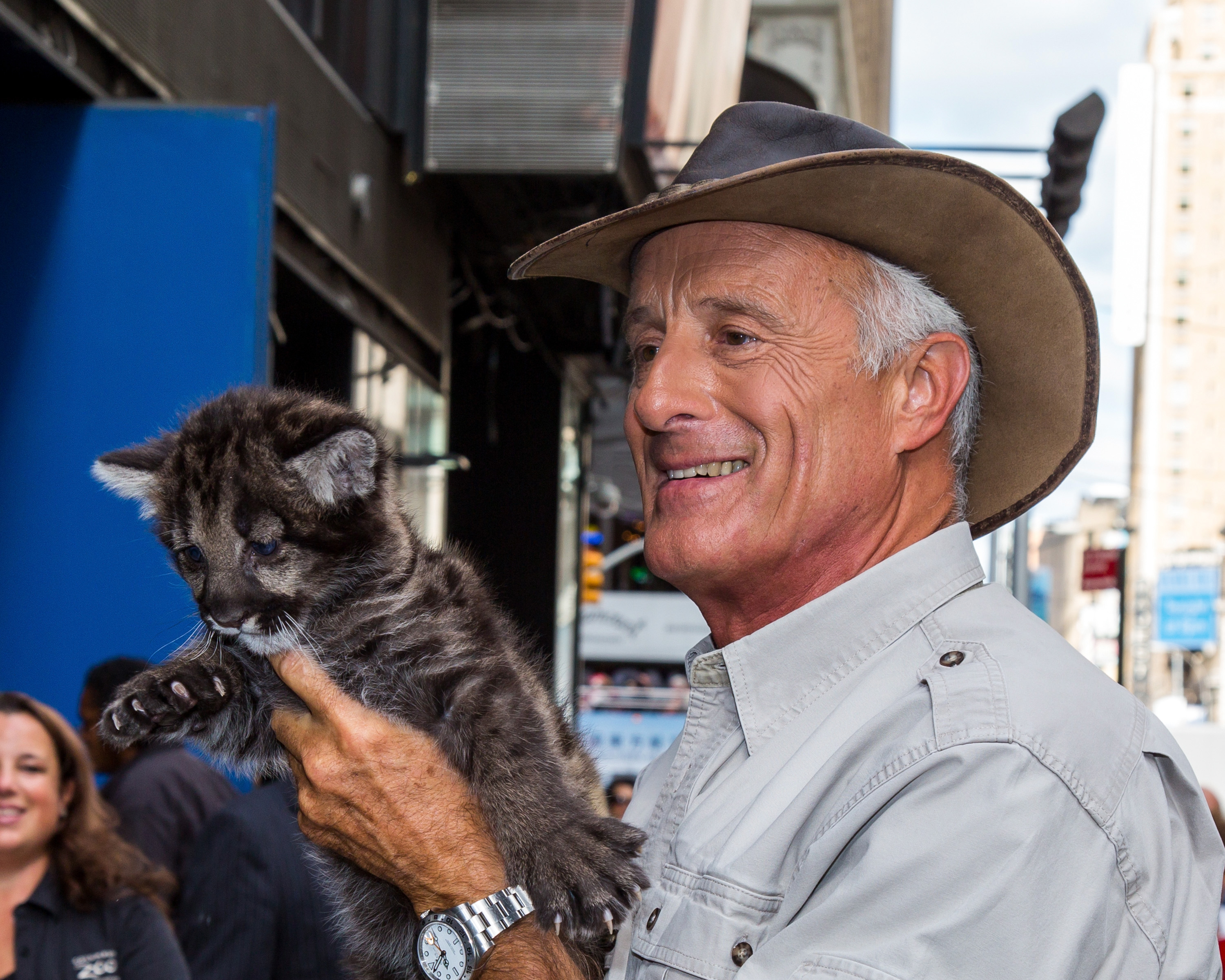 Jack Hanna is seen posing with black mountain lion cub at 'Good Morning America' on Sept. 22, 2014 in New York City.