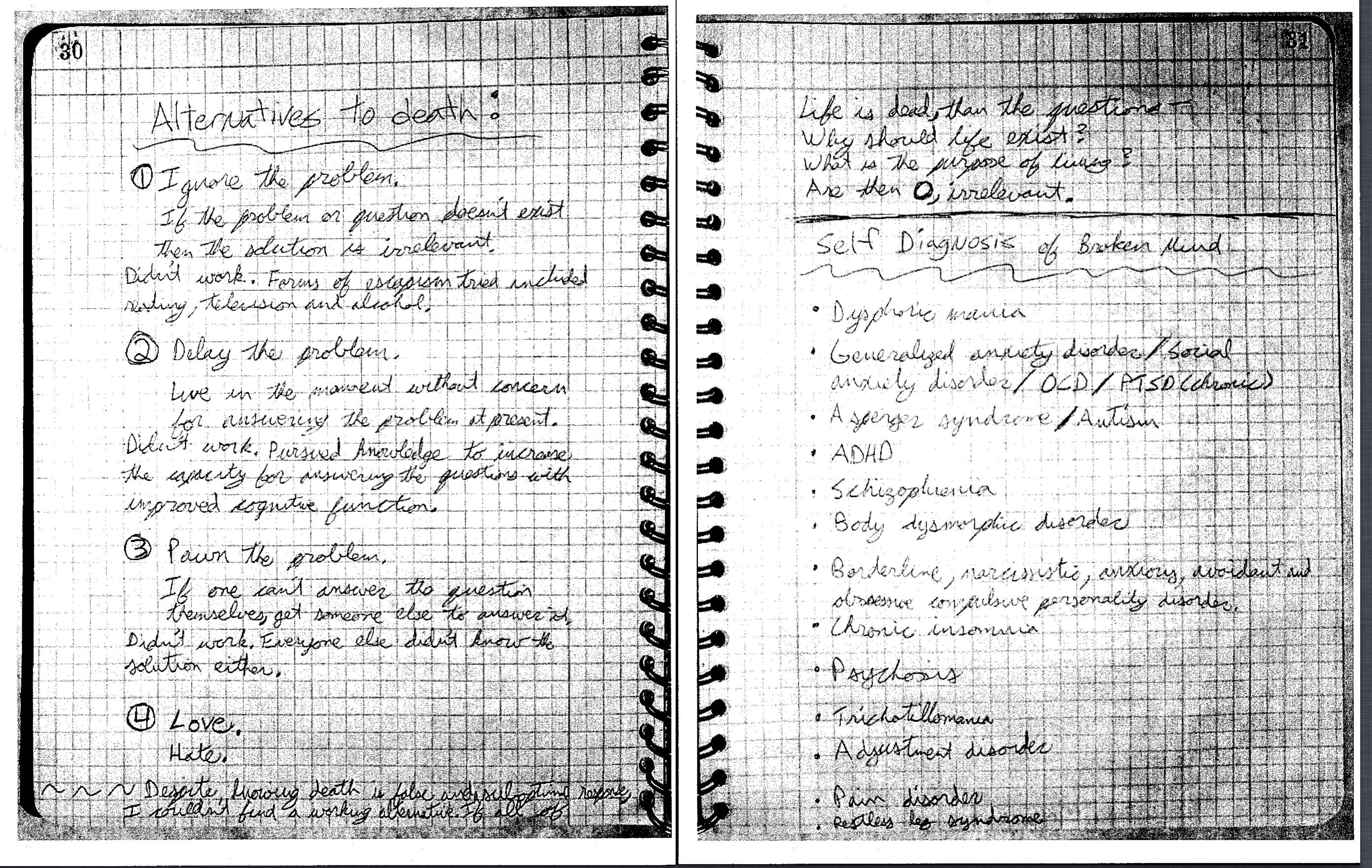 A portion of Aurora shooter James Holmes' notebook, after it was presented as evidence in the Holmes murder trial on May 26, 2015, in Centennial, Colo. (AP)