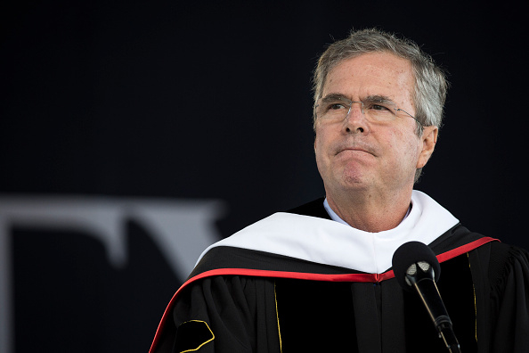 U.S. presidential hopeful and former Florida governor Jeb Bush delivers the commencement address at Liberty University, at Williams Stadium on the campus of Liberty University, May 9, 2015 in Lynchburg, Virginia. (Drew Angerer—Getty Images)