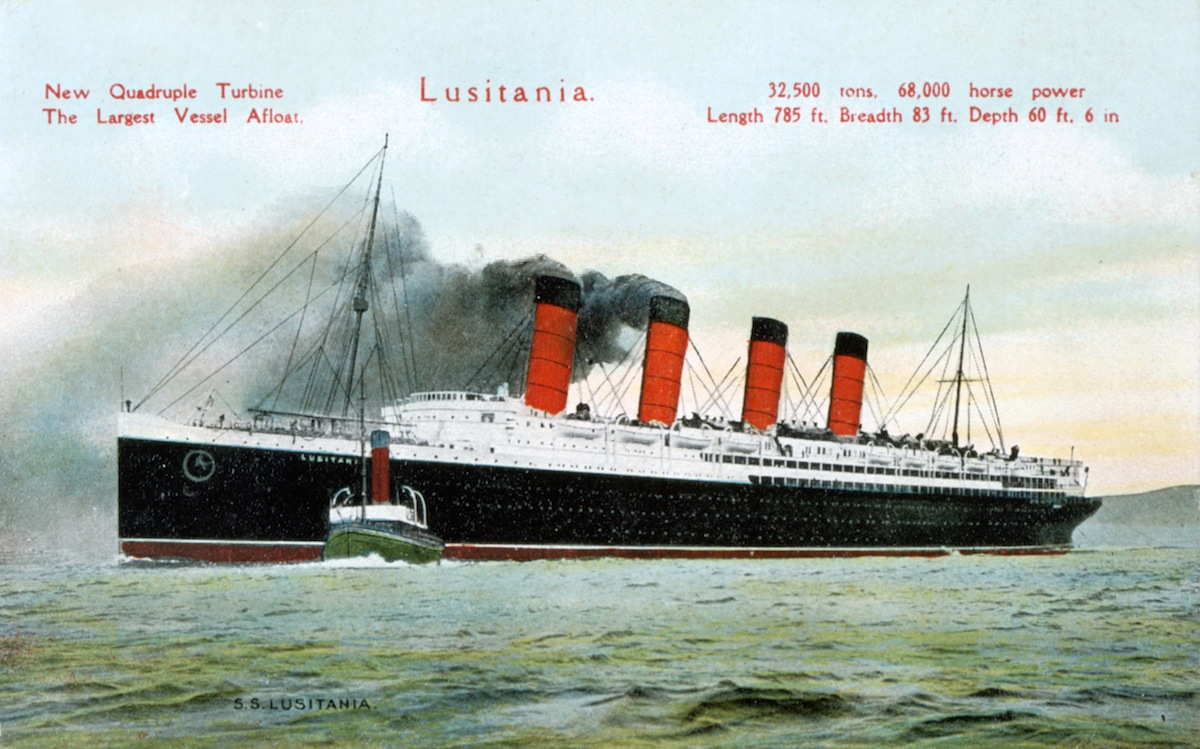 An illustration of the ocean liner RMS 'Lusitania' (Print Collector / Getty Images)