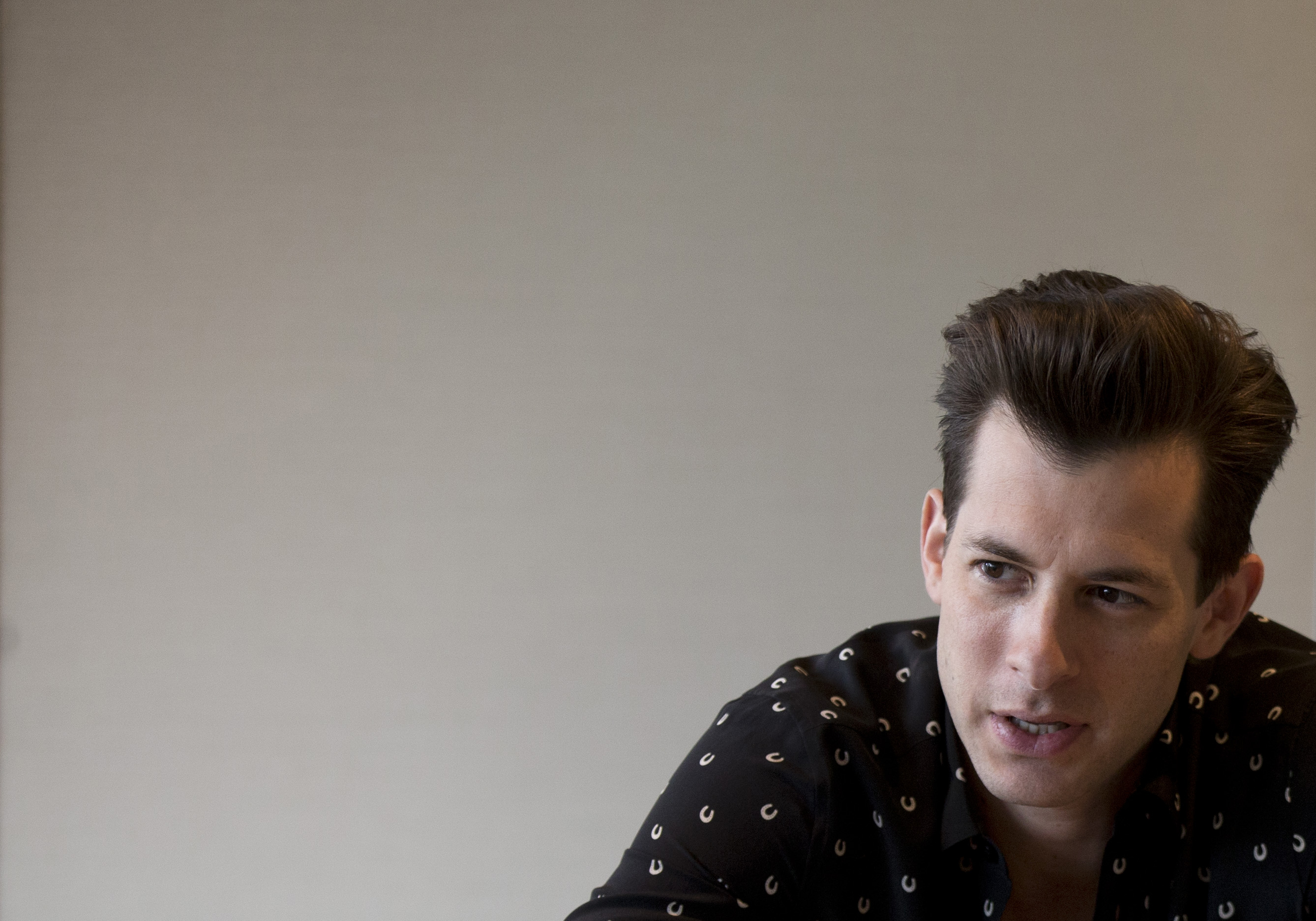 British music producer and DJ Mark Ronson speaks to journalists at a media event in Mexico City, on April 17, 2015. (Rebecca Blackwell—AP)