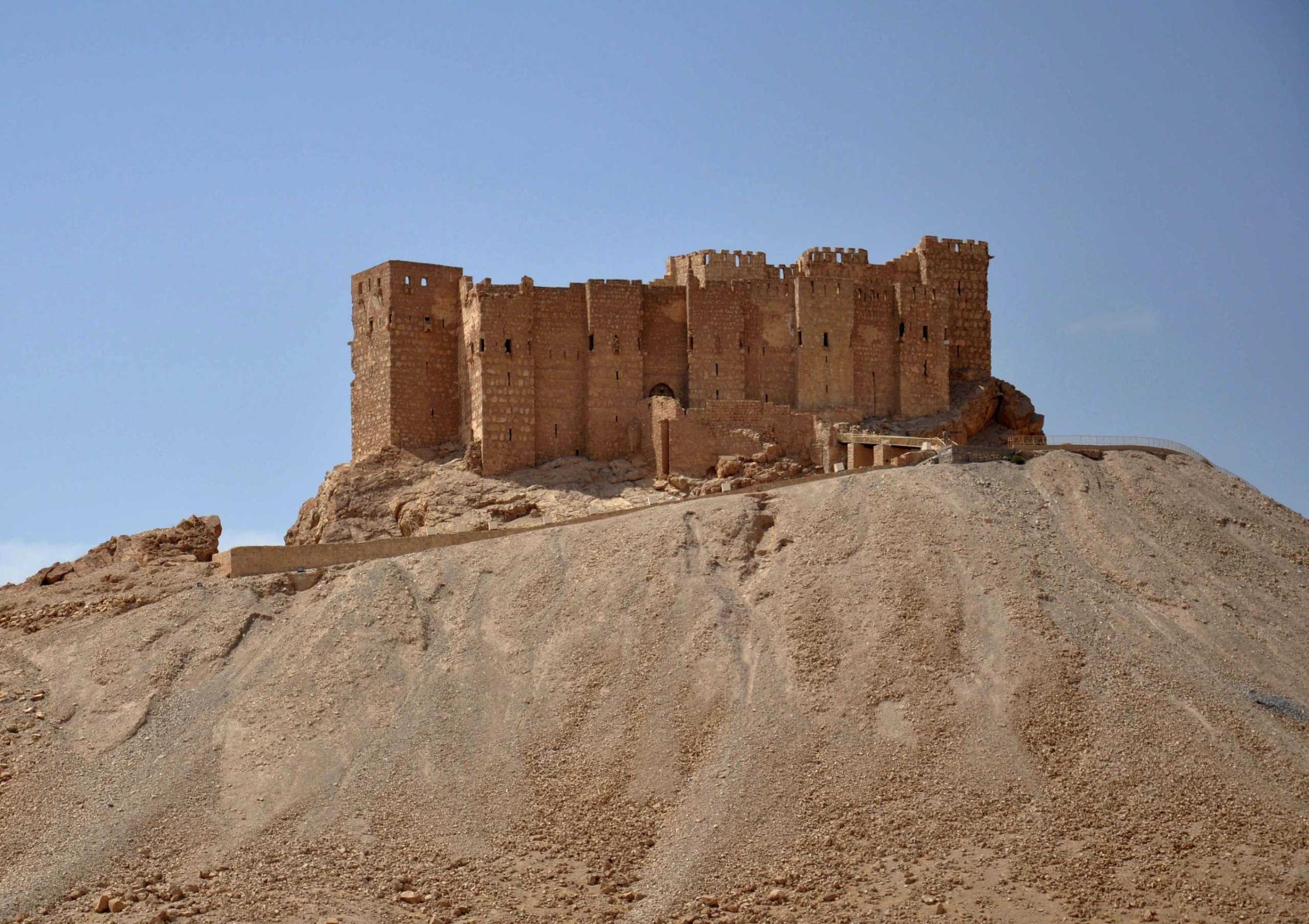 The castle of the ancient Syrian city of Palmyra on May 18, 2015, a day after ISIS militants fired rockets into the city and killing five people.