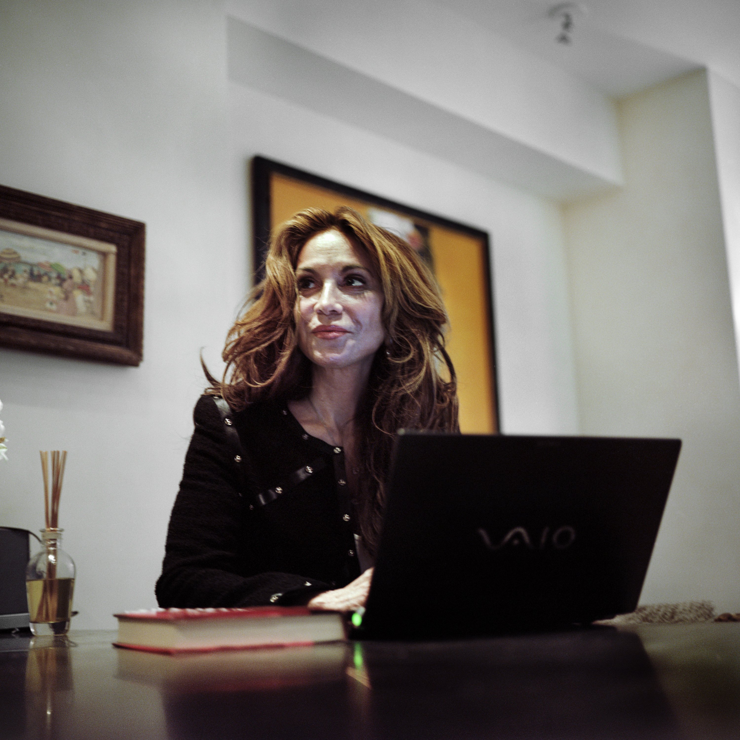 Pamela Geller, author of the book The Post-American Presidency answers emails inside her home on August 3, 2010 in New York City. (Jason Andrew—Getty Images)