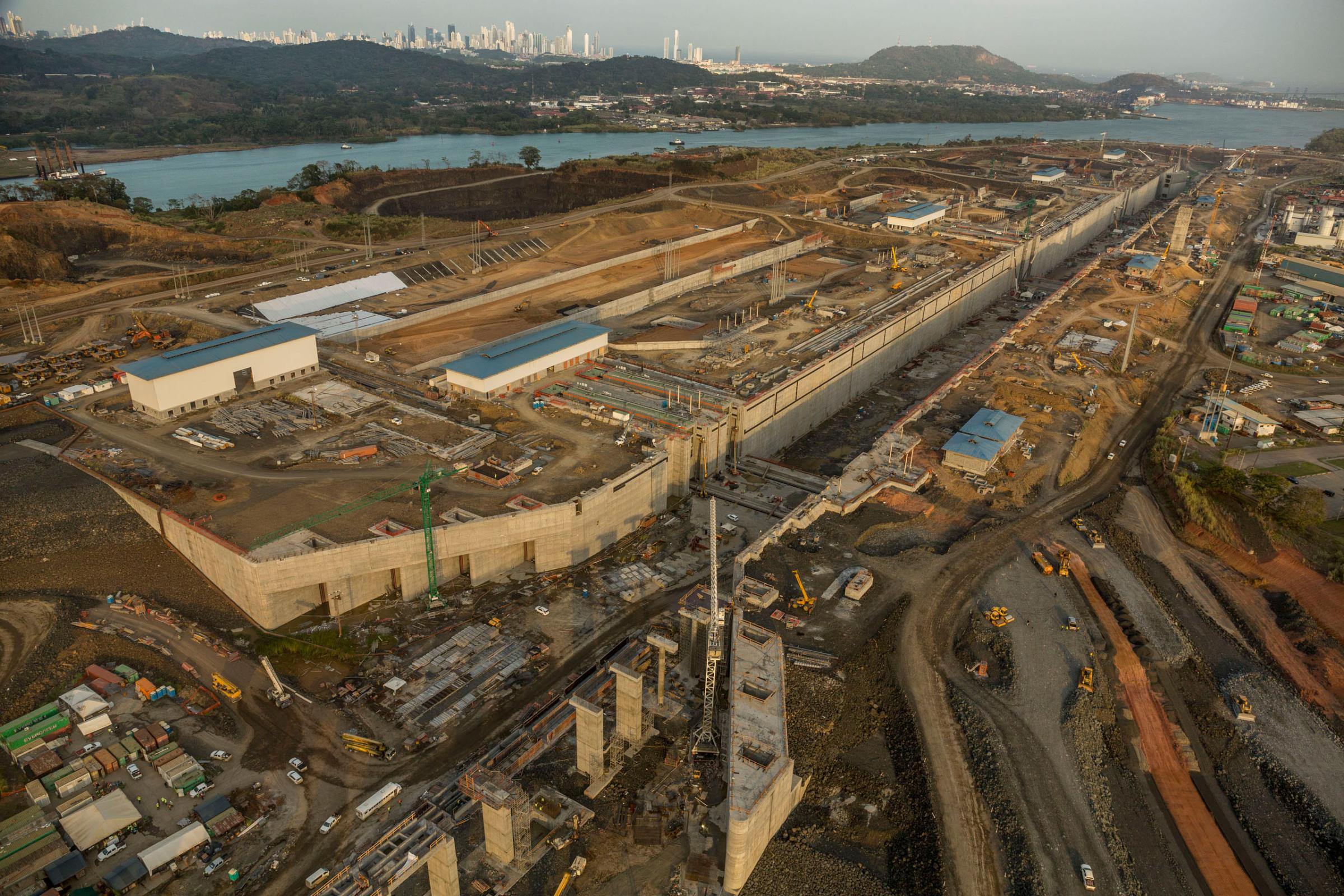 View of the Panama Canal Expansion project on Pacific side.  April 23, 2015.