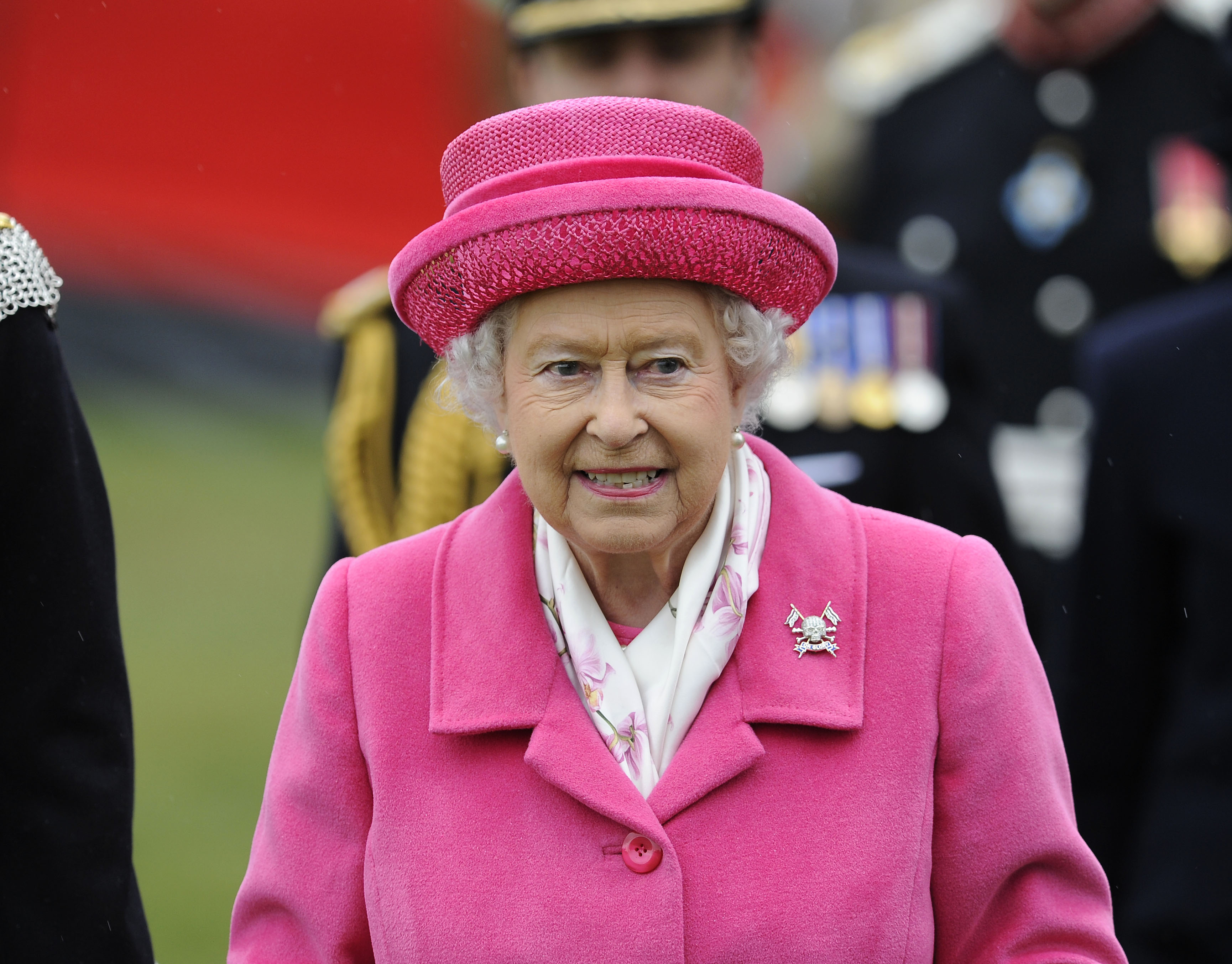 Queen Elizabeth II during a visit to Richmond Castle to attend the amalgamation parade of The Queen's Royal Lancers and 9th/12th Royal Lancers on May 2, 2015. (John Giles—AP)