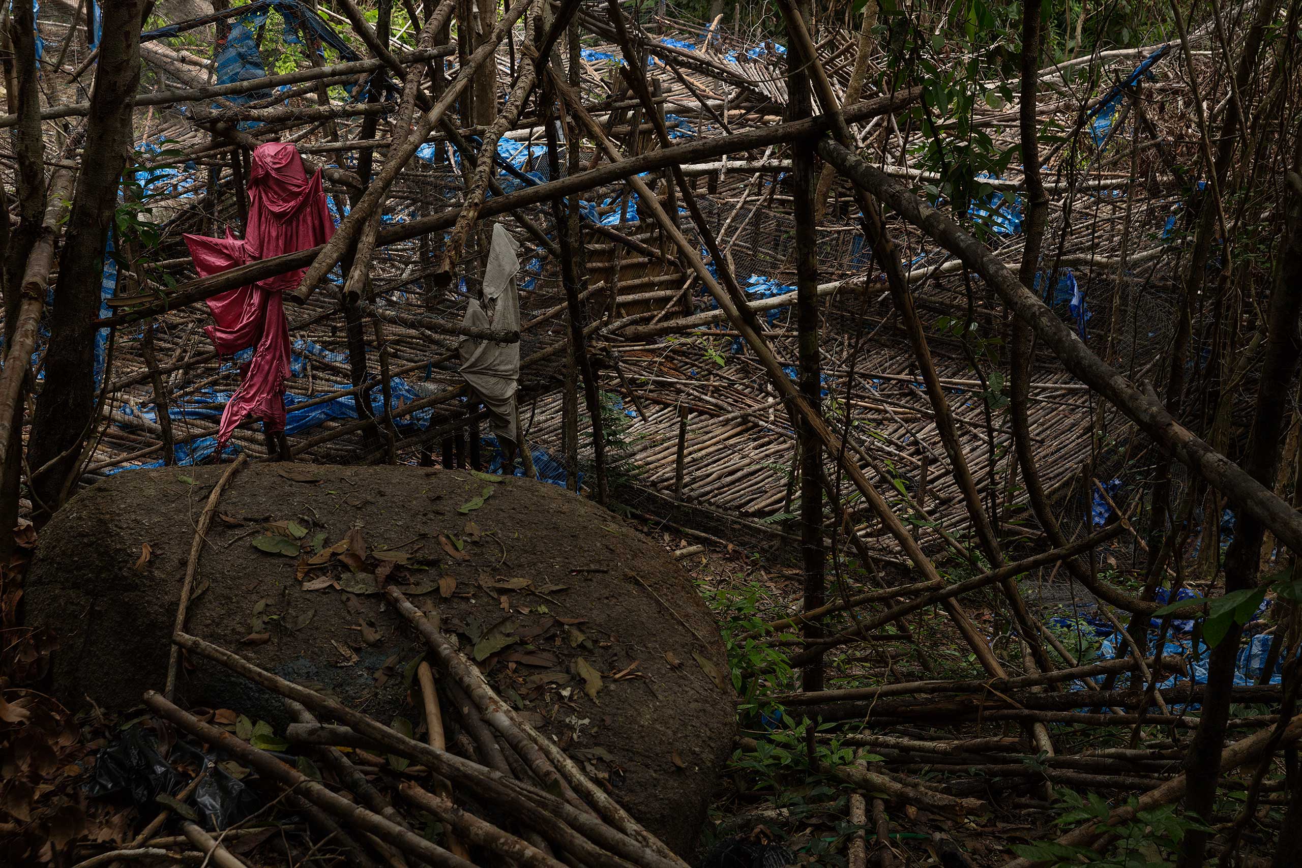 An abandoned camp allegedly for trafficked Rohingya and Bangladeshis in mountainous jungle on the Malaysian side of the Thai-Malaysian border. (James Nachtwey for TIME)