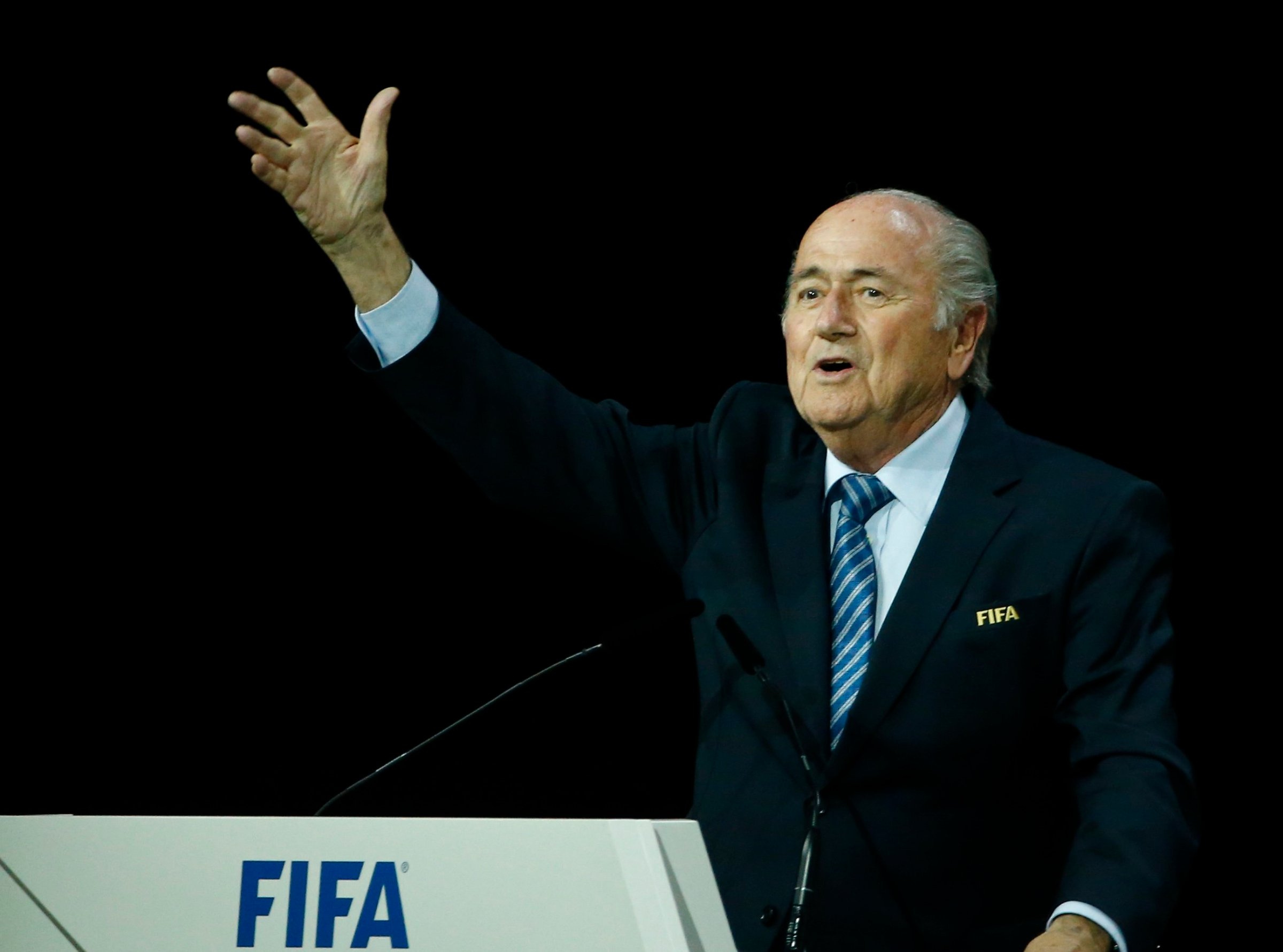 FIFA President Sepp Blatter speaks after he was re-elected at the 65th FIFA Congress in Zurich on May 29, 2015.
