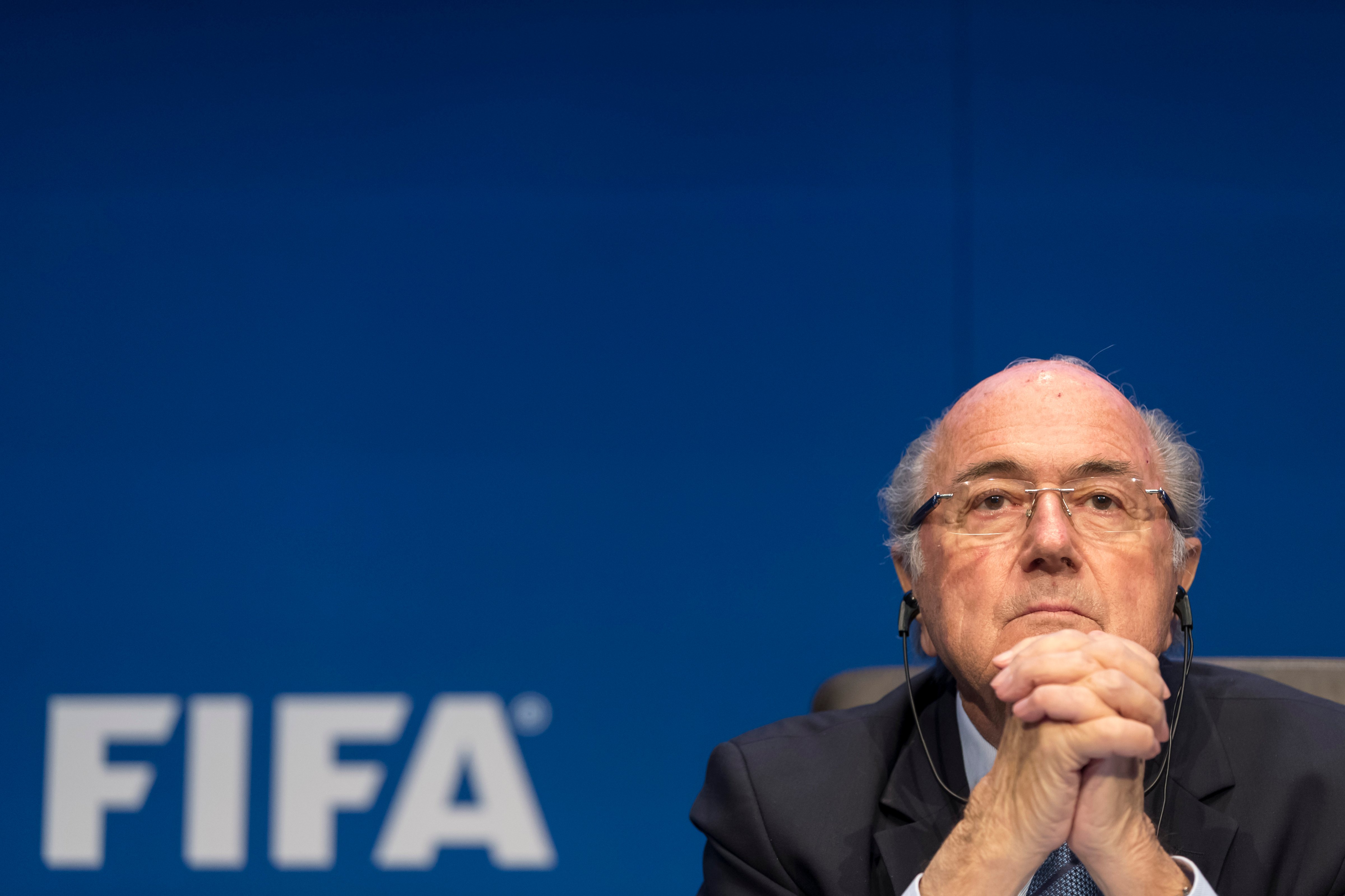 FIFA President Joseph S. Blatter talks to the press during the FIFA Post Congress Week Press Conference at the Home of FIFA on May 30, 2015 in Zurich. (Alessandro Della Bella—Getty Images)