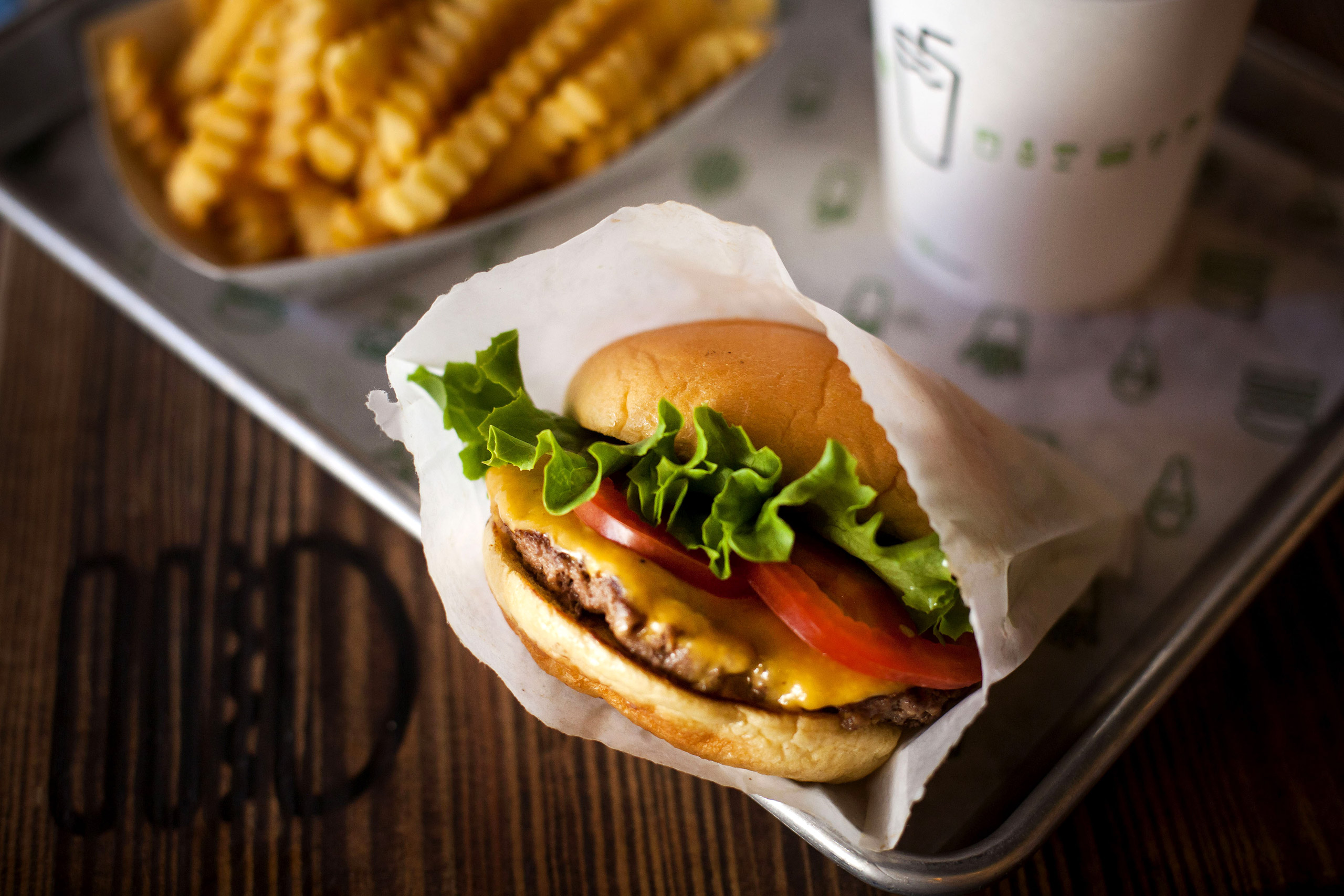 A Shake Shack burger in New York City on Sept. 10, 2014. (Michael Nagle—Bloomberg/Getty Images)