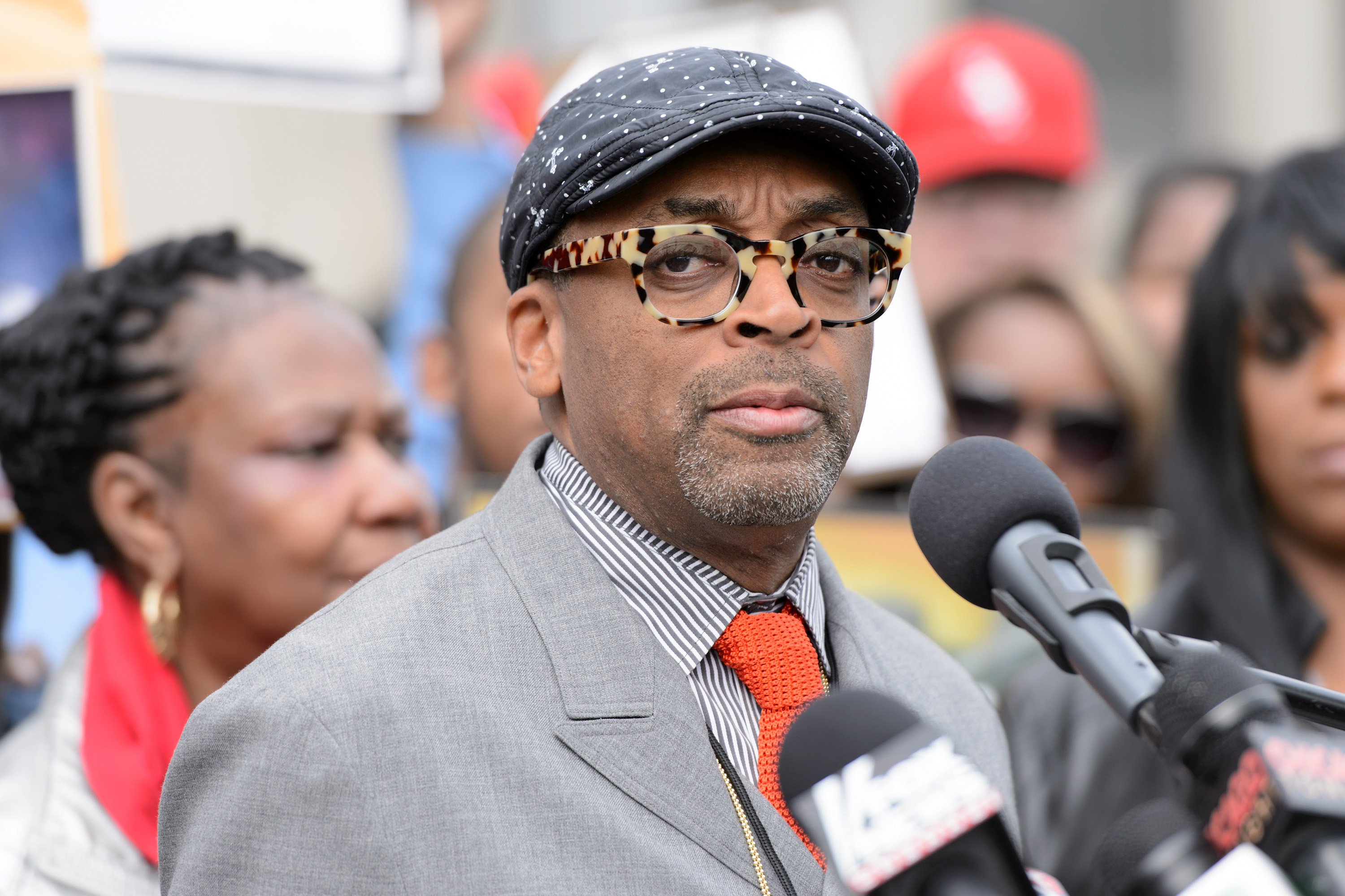 Spike Lee attends a press conference to discuss the upcoming film 'Chiraq' at St. Sabina Church on May 14, 2015 in Chicago.