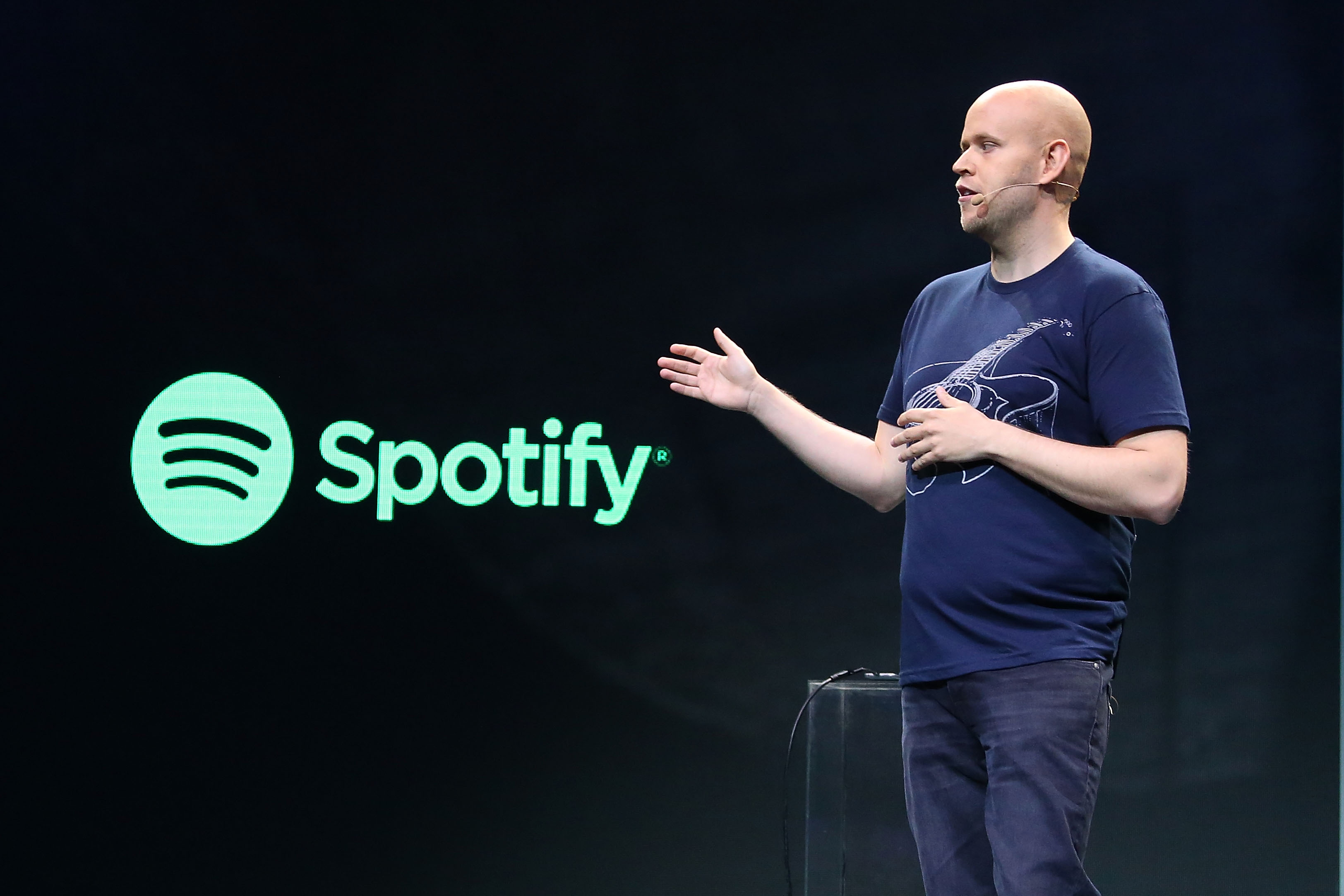 Spotify founder Daniel Ek speaks during the Spotify New Platform Launch at S.I.R. Studios on May 20, 2015 in New York City. (Taylor Hill&mdash;FilmMagic)