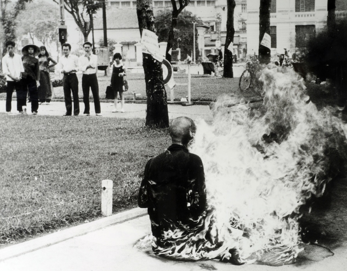 Politics. Saigon, South Vietnam. 1963. A Buddiest monk burns himself to death in protest at government discrimination.