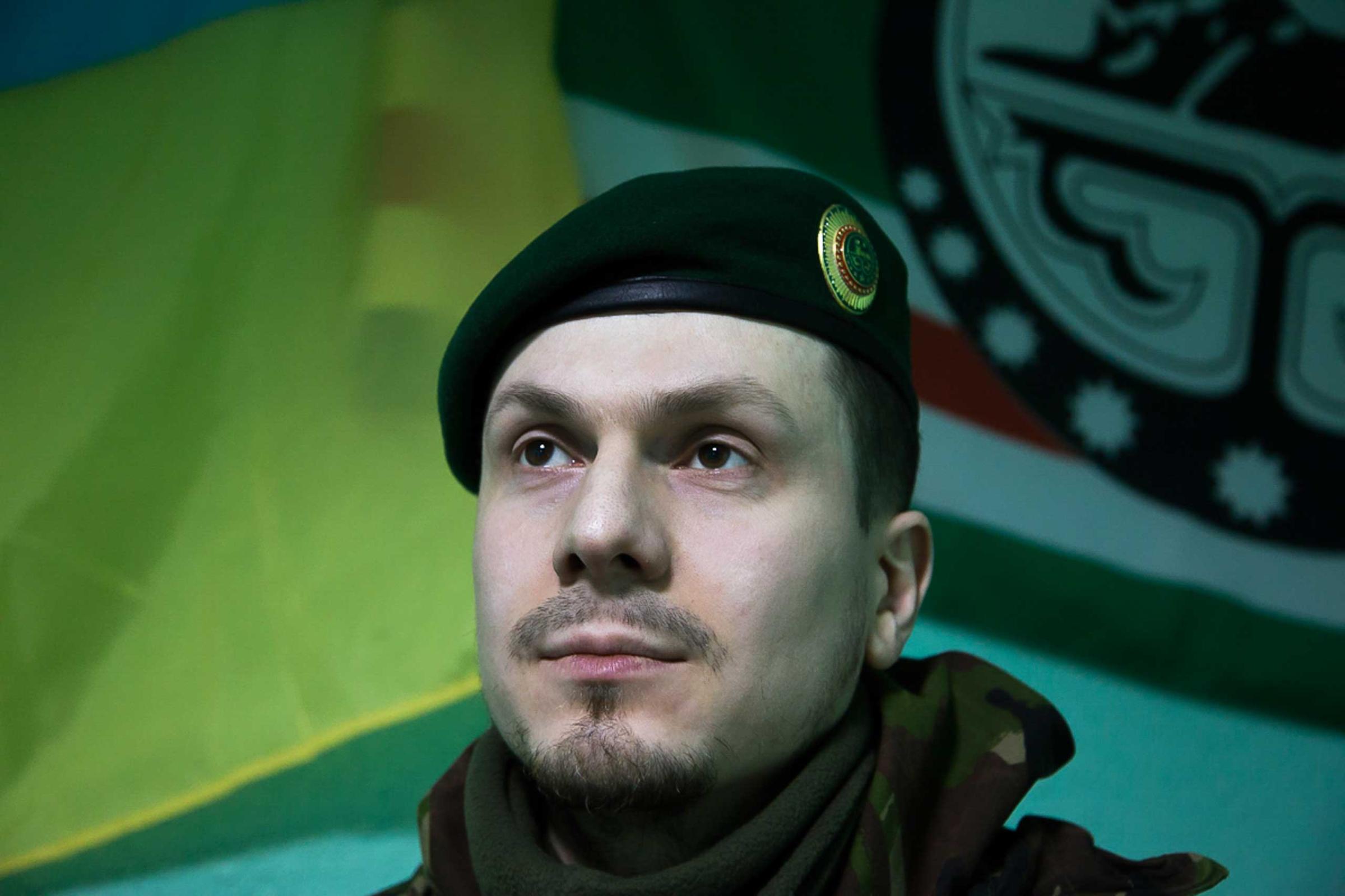 Adam Osmayev, the commander of a battalion of Chechens fighting against Russia-backed rebels, is in the town of Lysychansk, Ukraine on March 2, 2015.