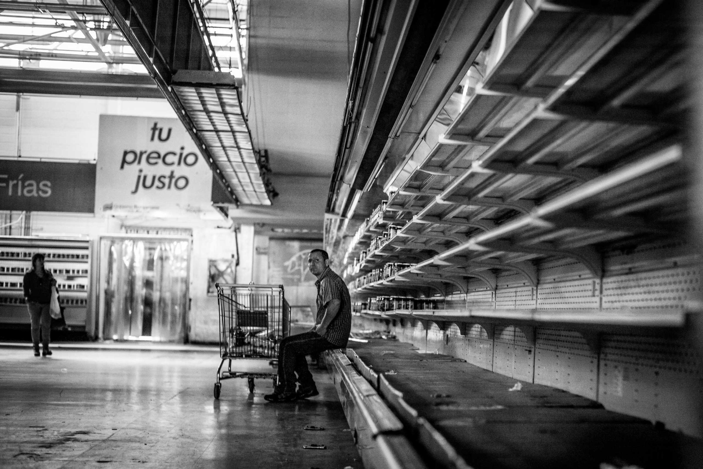Empty shelves at a government supermarket in Caracas. January 2015.