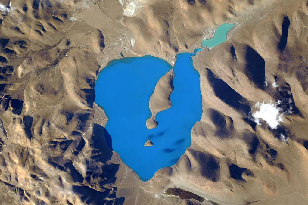 This lake North East of the #Himalayas appears to be the bluest place on Earth from @Space_Station. #YearInSpace  - via Twitter on June 9, 2015