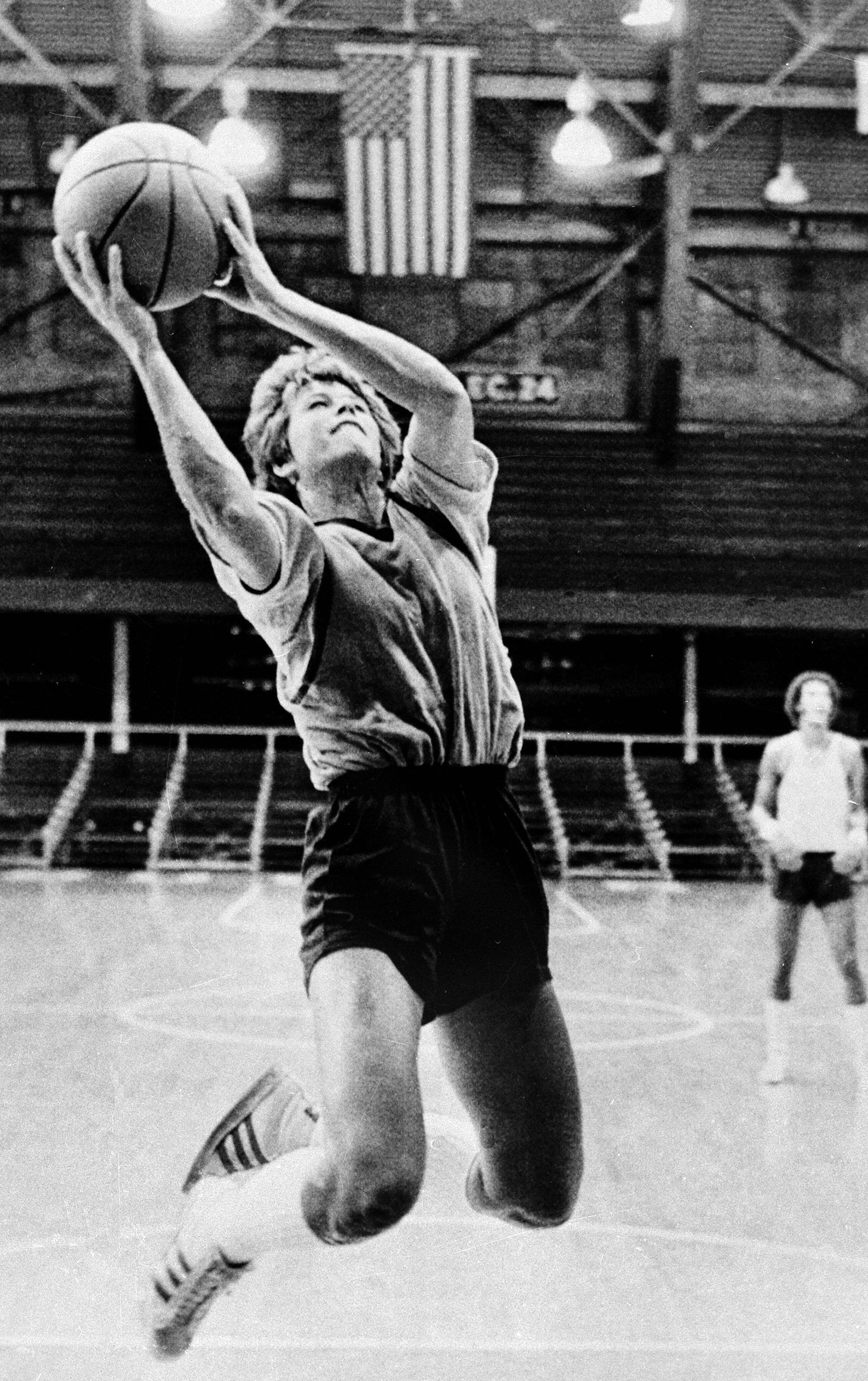 Former UCLA women's All-American Ann Meyers drives in during practice at the NBA rookie camp for the Indiana Pacers in Indianapolis, Sept. 10, 1979, the year she became the first woman to get a contract in men's pro sports. Though the signing was called a stunt by many, Meyers told TIME that she could  dribble and make plays as well as anybody in the league.