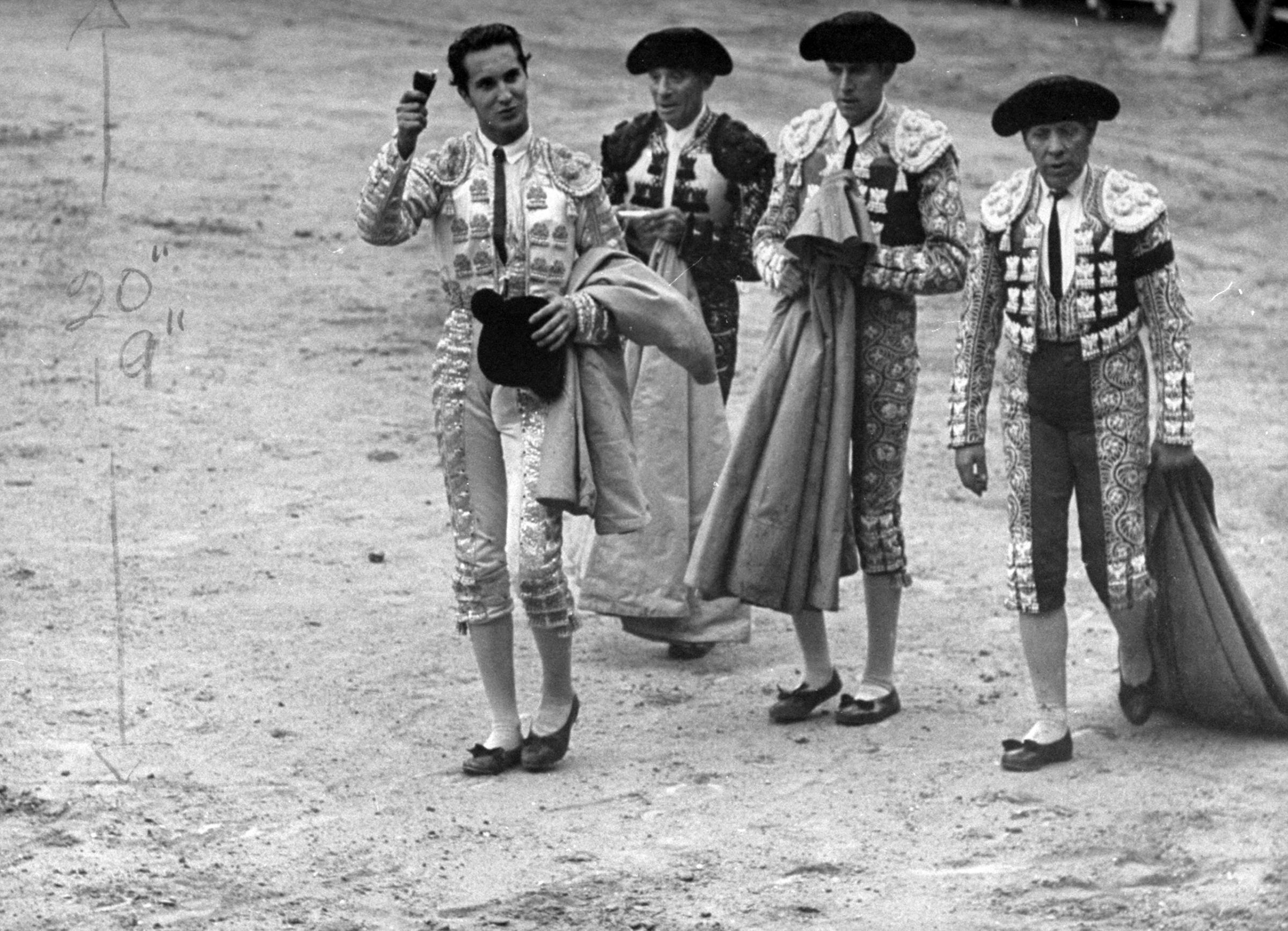 Matadors in the bullring during the festival of San Fermín.