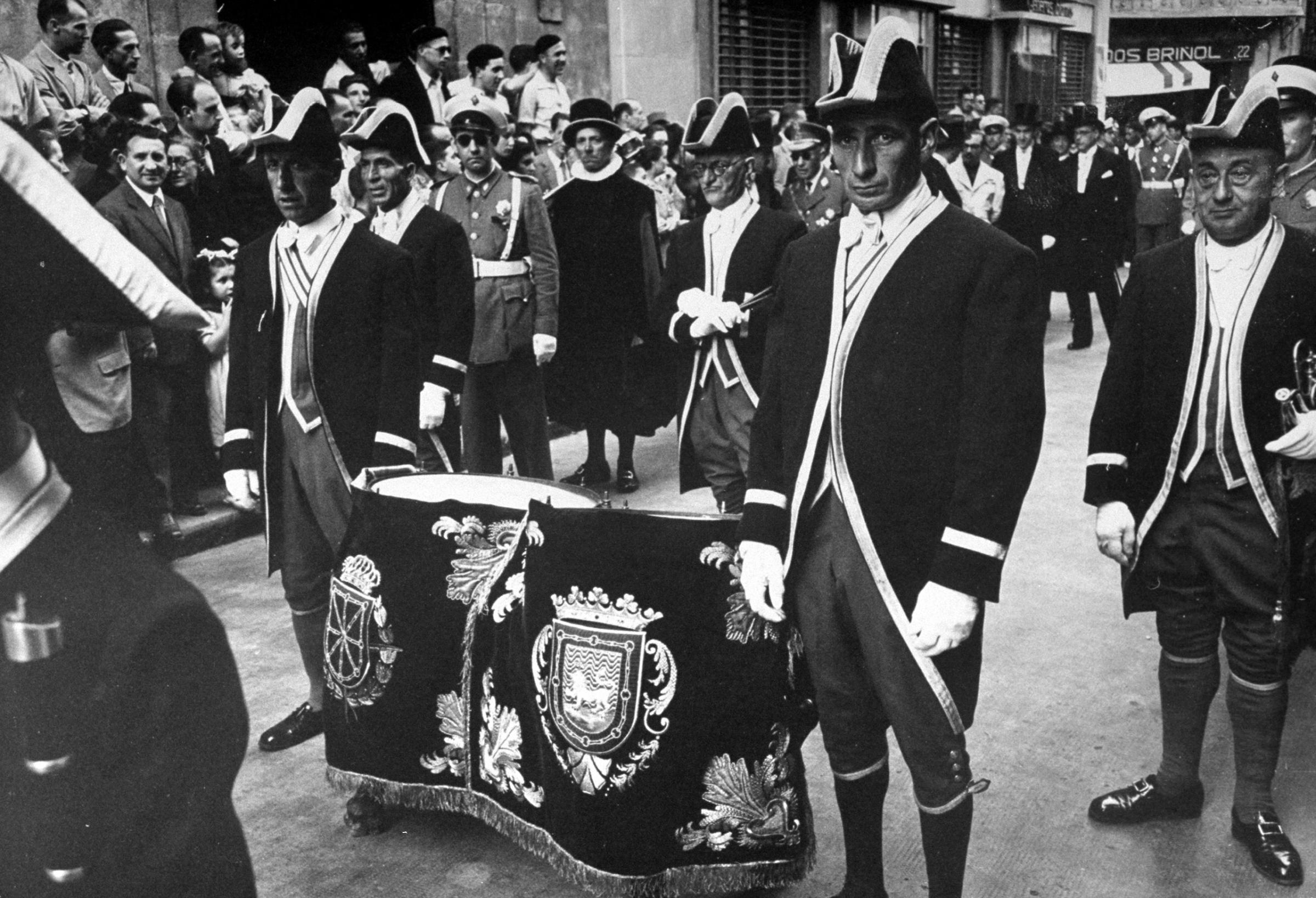 The festival of San Fermín in Pamplona, Spain, 1947.