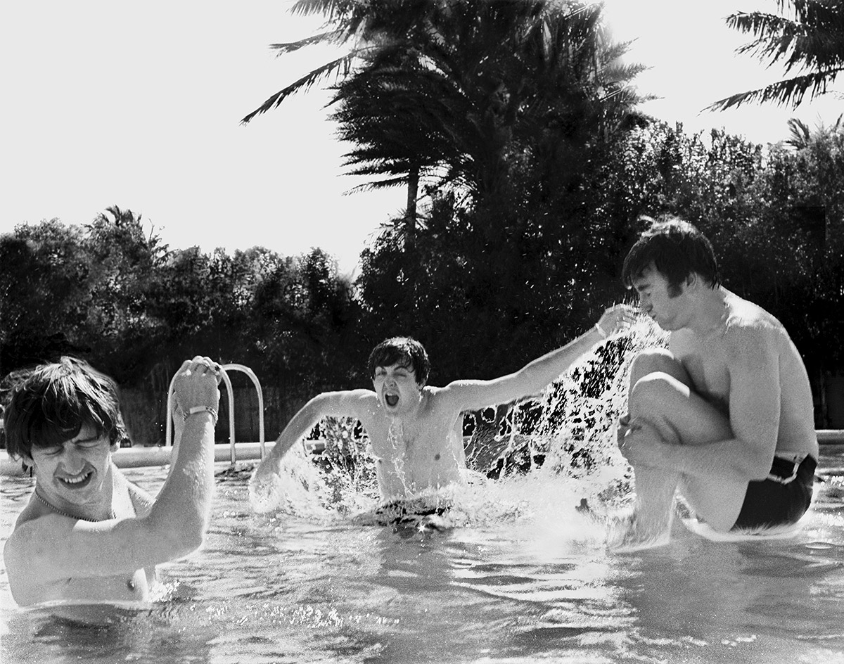 Beatles cavorting in Miami pool, February, 1964.