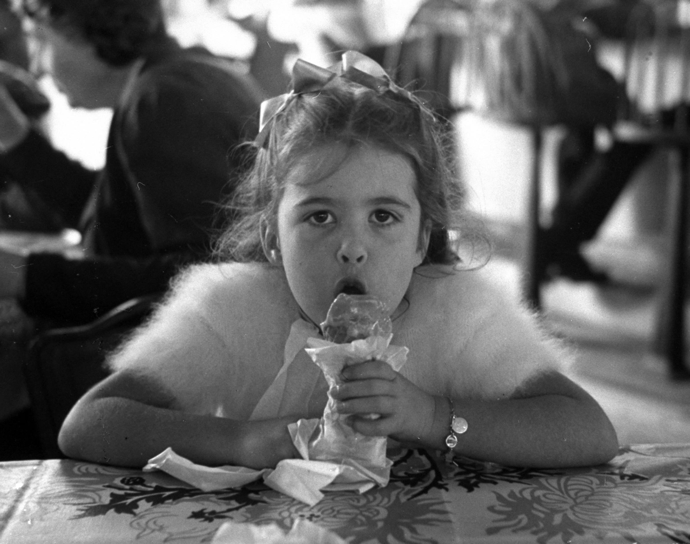 Melinda Bennett eating an ice cream cone.