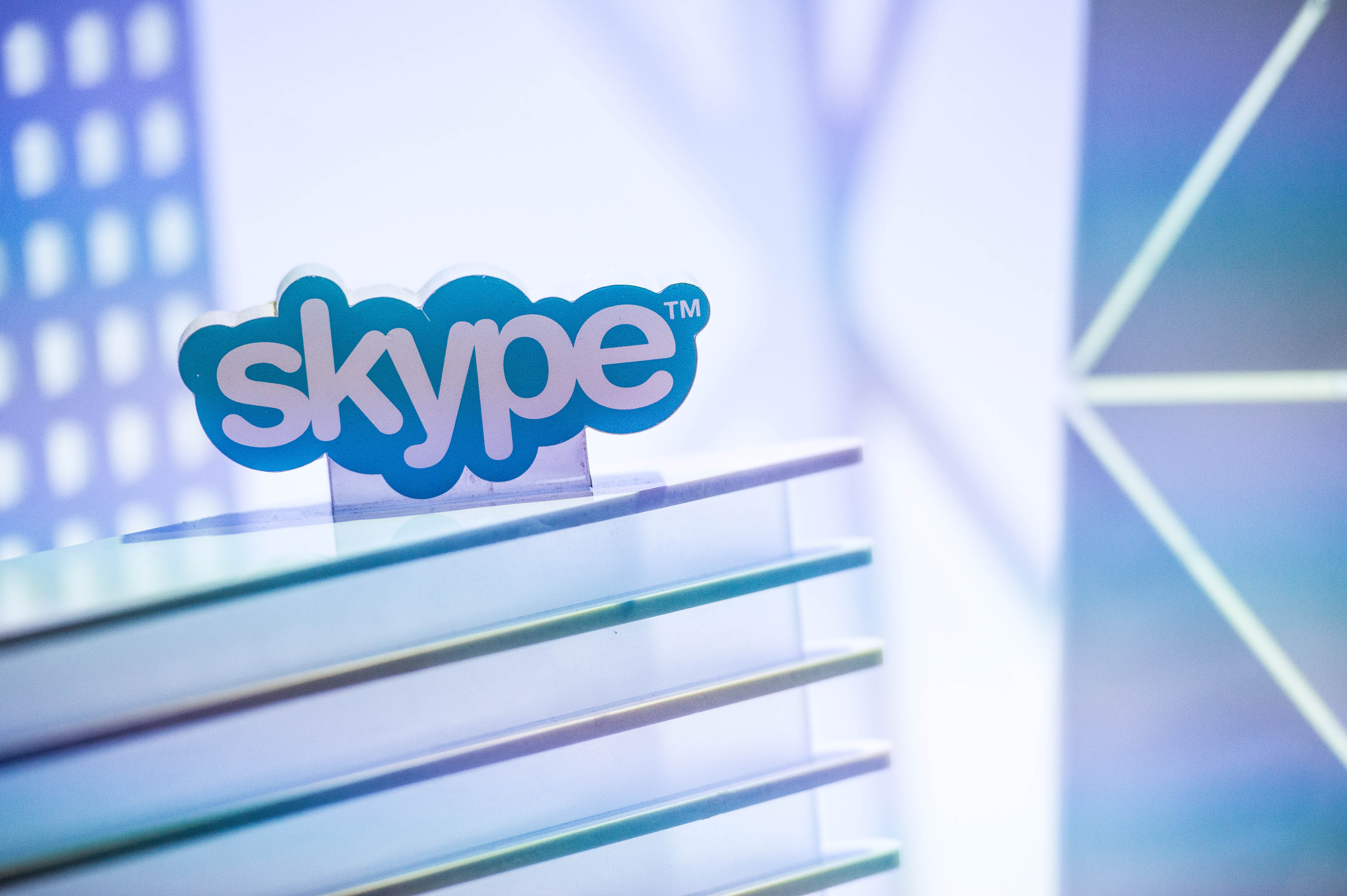 A Skype logo is seen at the Microsoft pavilion during the second day of the Mobile World Congress 2015 at the Fira Gran Via complex on March 3, 2015 in Barcelona, Spain. (David Ramos&mdash;Getty Images)