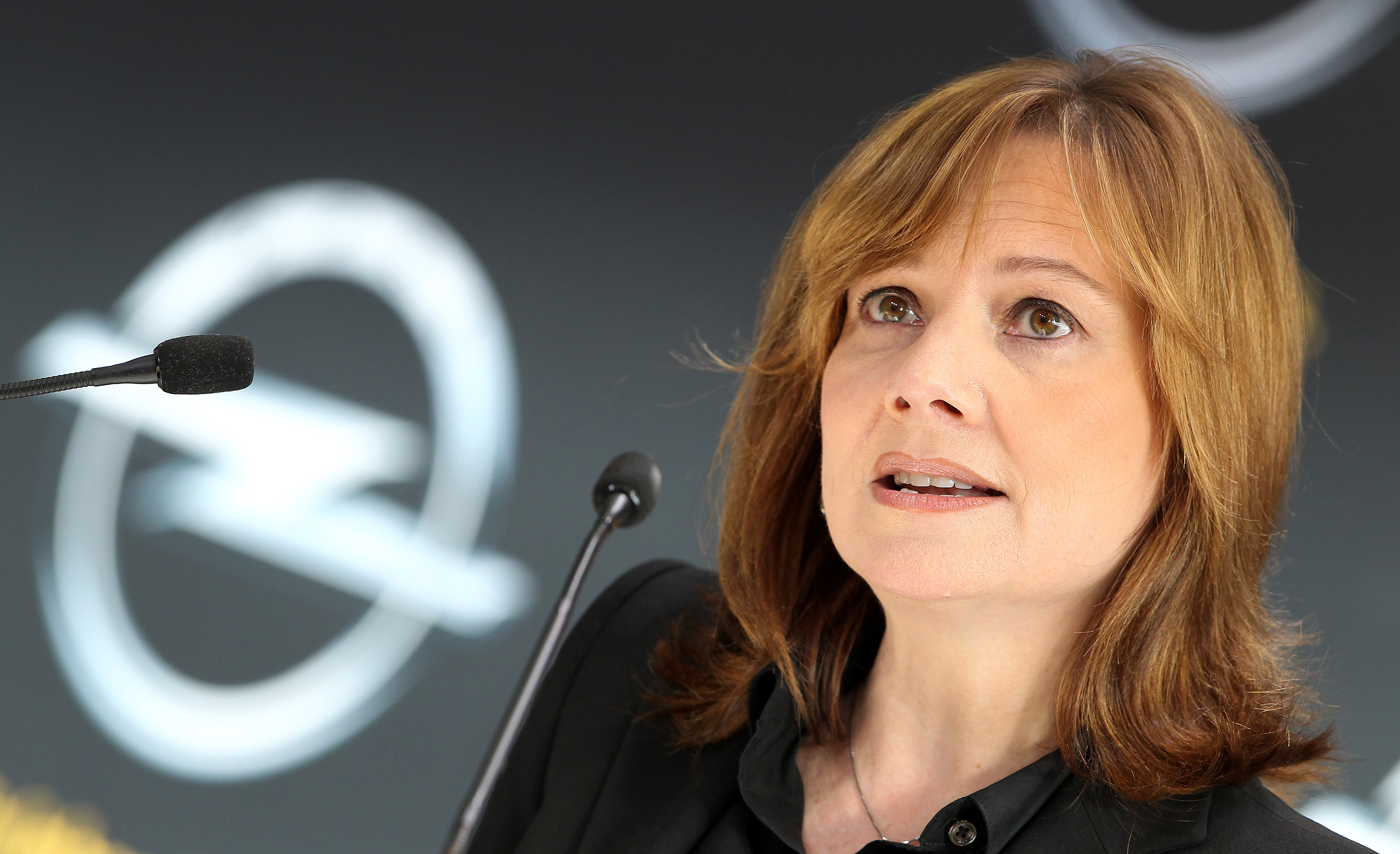 Mary Barra, a new CEO of U.S. carmaker General Motors GM addresses the media during a news conference at the headquarters of the company's German subsidiary Opel in Ruesselsheim, on January 27, 2014. (Daniel Roland&mdash;AFP/Getty Images)