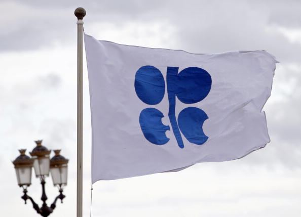 An OPEC flag blows in the wind in Oran, Algeria. (Adam Berry—Bloomberg via Getty Images)
