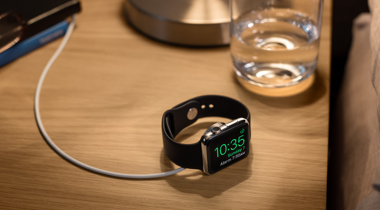 Apple unveiled a new Apple Watch feature called nightstand mode, allowing the Watch face to be viewed on its side. The buttons can be used to snooze or stop a morning alarm.
