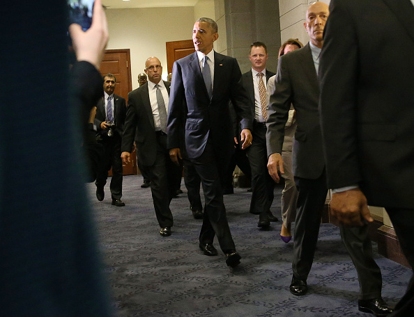 President Barack Obama President Obama departs from a meeting with House Democrats on Capitol Hill June 12, 2015 in Washington, DC.
