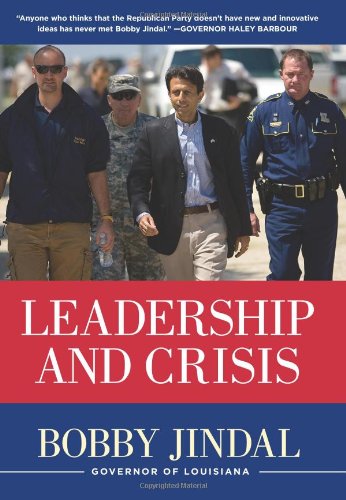 And Louisiana Gov. Bobby Jindal's 2010 book,  Leadership and Crisis,  adds a photo of first responders to bring to mind natural disasters.