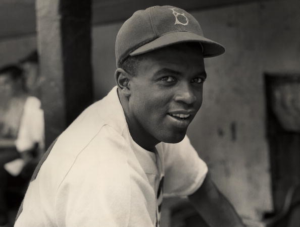 The Brooklyn Dodgers' infielder Jackie Robinson in uniform, circa 1945. (Hulton Archive/Getty Images)