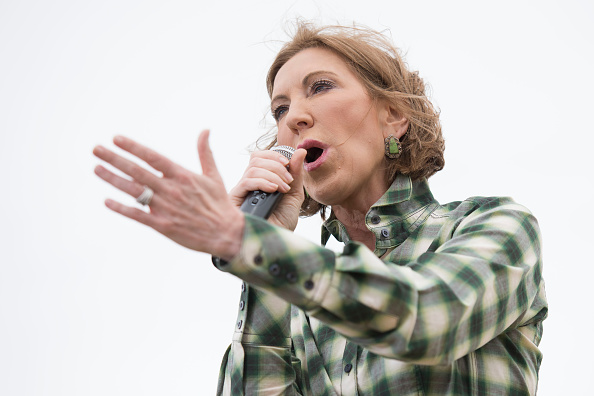 Carly Fiorina, former chairman and chief executive officer of Hewlett-Packard Co. and 2016 U.S. presidential candidate, speaks during the inaugural Roast and Ride in Boone, Iowa, U.S., on Saturday, June 6, 2015. (Bloomberg—Bloomberg via Getty Images)