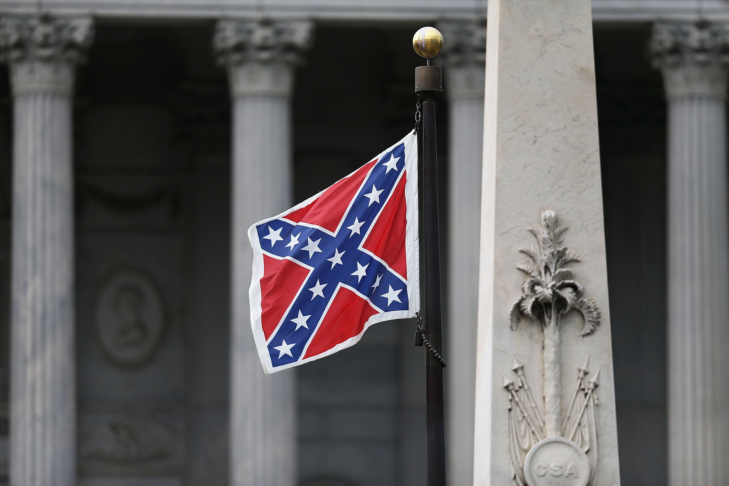 The Confederate flag flies on the Capitol grounds after South Carolina Gov. Nikki Haley announced that she will call for the Confederate flag to be removed in Columbia, S.C., on June 22, 2015. (Joe Raedle—Getty Images)