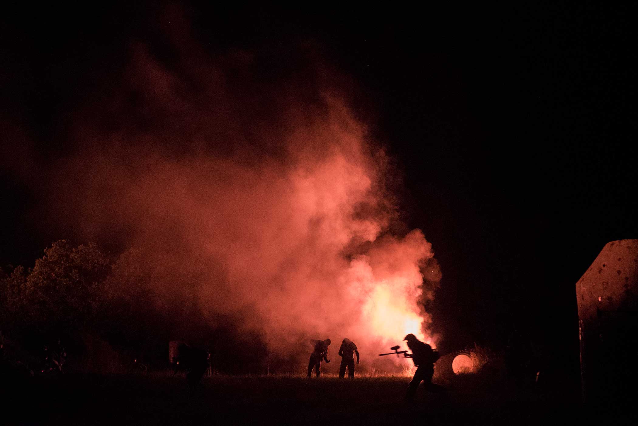 A night battle in Colleville. Flares were popped to illuminate the darkness.