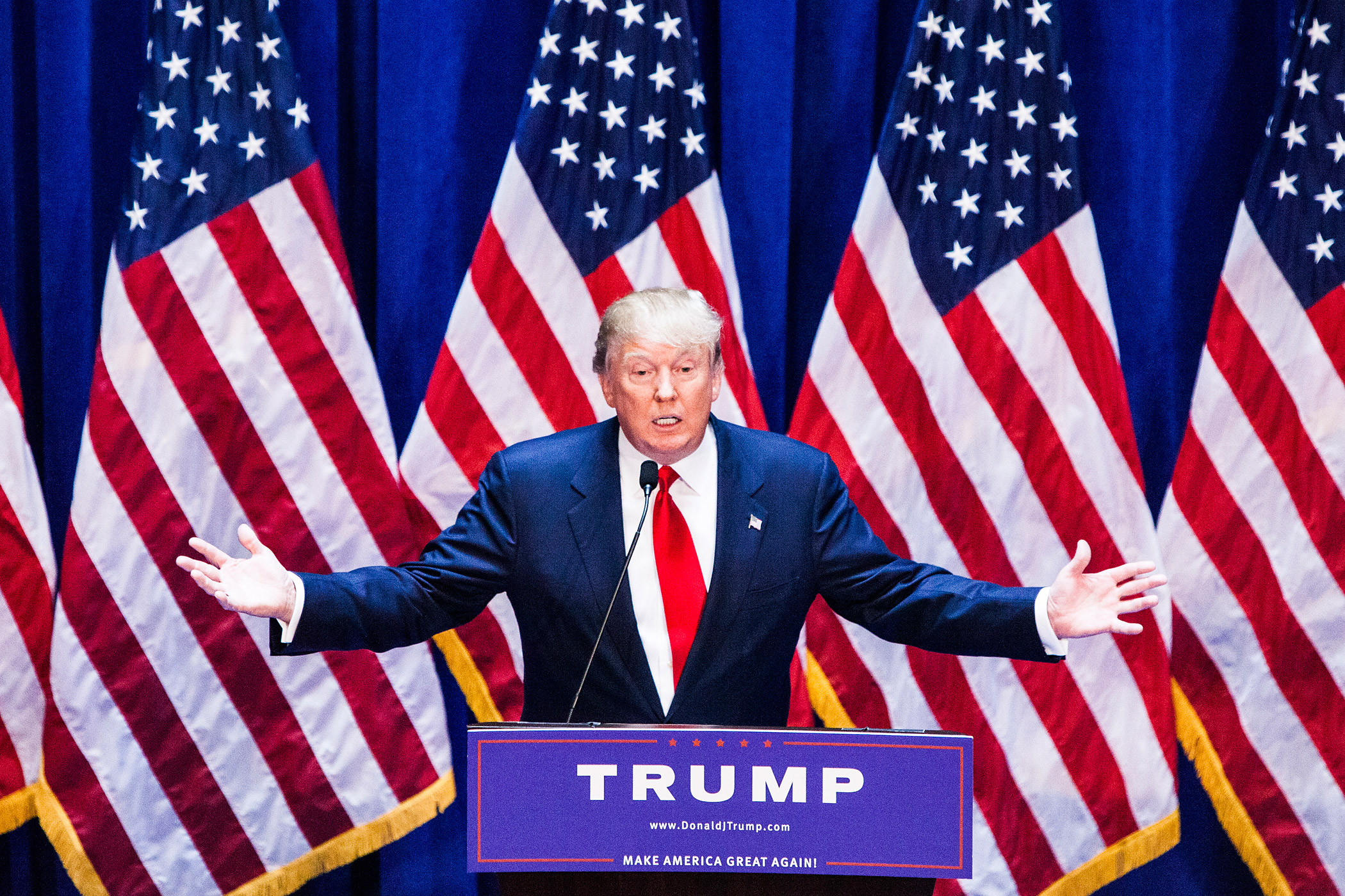 Donald Trump gives a speech as he announces his candidacy for the U.S. presidency at Trump Tower on June 16, 2015 in New York City. (Christopher Gregory—Getty Images)
