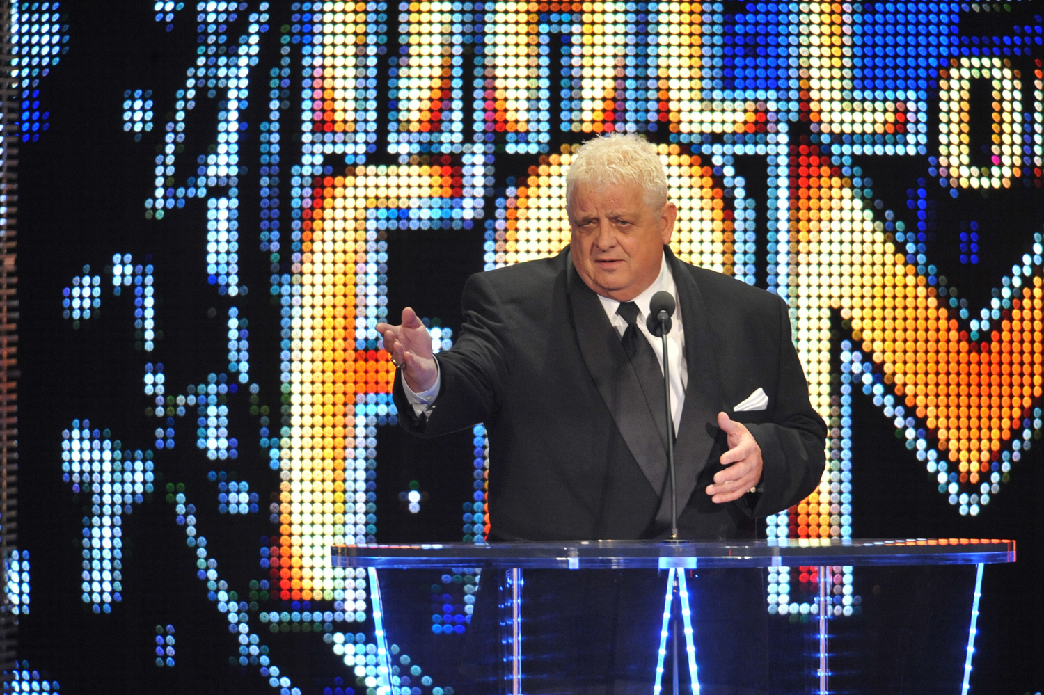 Dusty Rhodes attends the 2011 WWE Hall of Fame induction ceremony at the Philips Arena in Atlanta on April 3, 2011 (Moses Robinson —Getty Images)